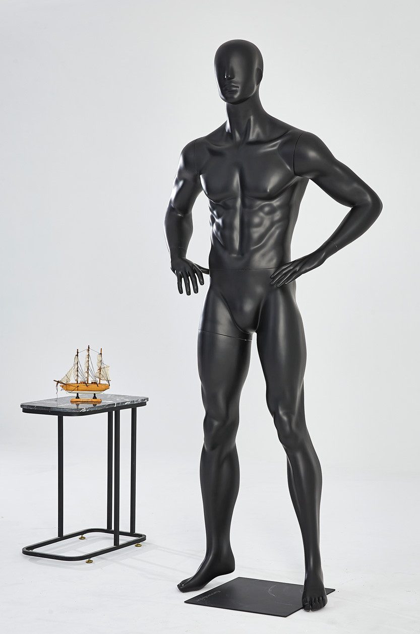 Eurohandisplay Schaufensterpuppe Schaufensterpuppe schwarz matt Mann oder Frau Nase Mund geformt, Schaufensterpuppe
