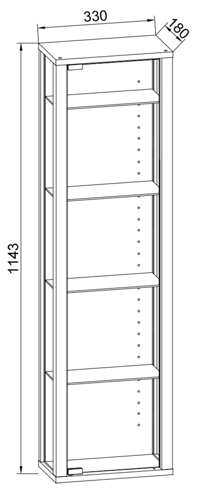 VCM Hängevitrine Wandvitrine Stano mit Glastüren und Glasböden, H. Glasvitrine hängend, Modern und platzsparend, Hängeschrank