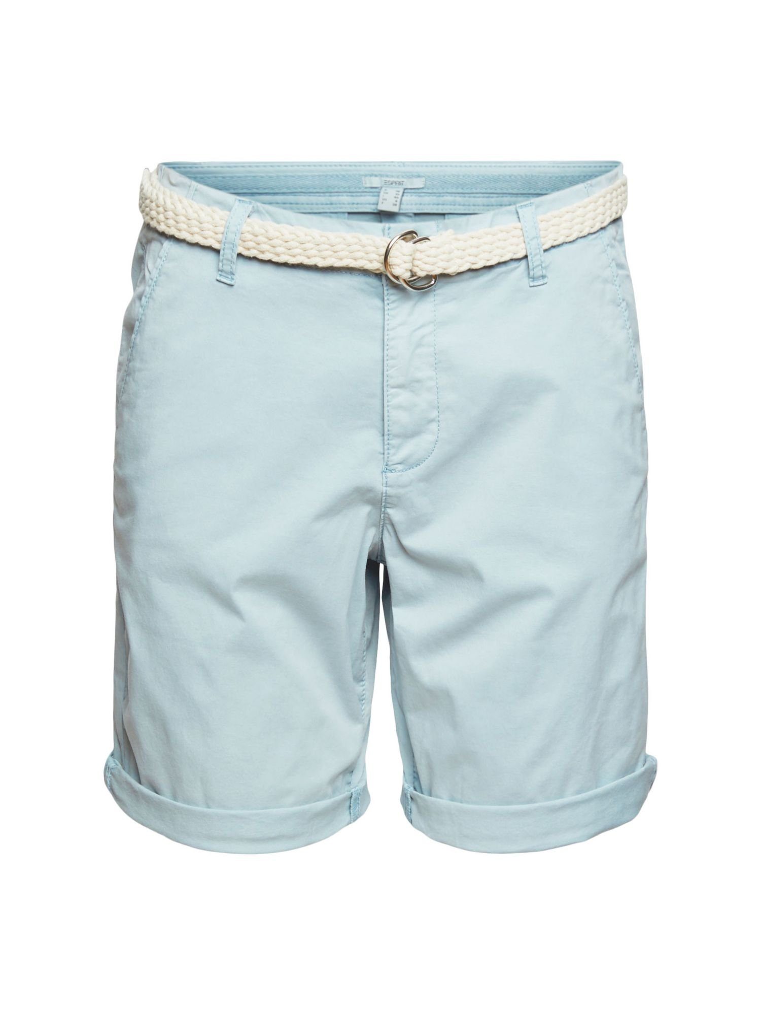 Shorts Flechtgürtel (1-tlg) Shorts Esprit BLUE GREY mit