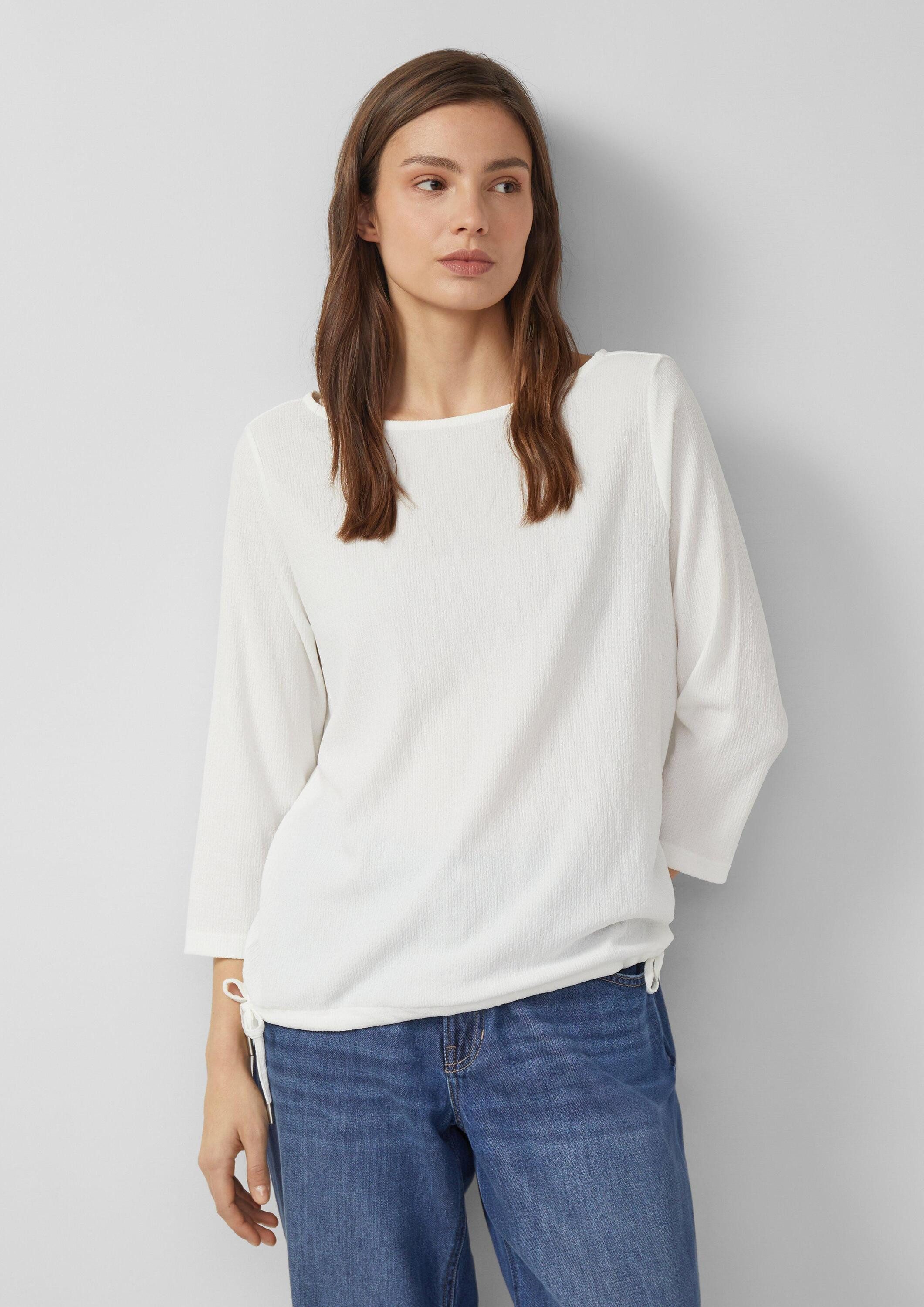 s.Oliver 3/4-Arm-Shirt T-Shirt Strukturierte Shirt-Bluse mit U-Boot-Ausschnitt