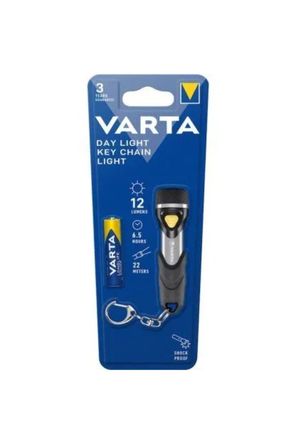 VARTA LED Taschenlampe Taschenlampe Day Light Key Chain (Packung, 1-St., schwarz/silber), Batterie im Lieferumfang enthalten