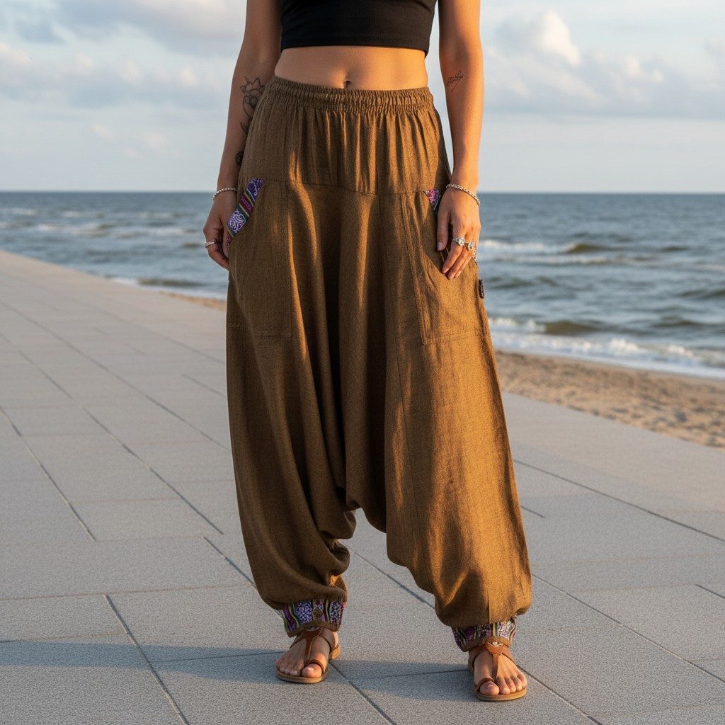 Guru-Shop Relaxhose Pluderhose, Aladinhose Nepali - senfgelb alternative Bekleidung, Ethno Style