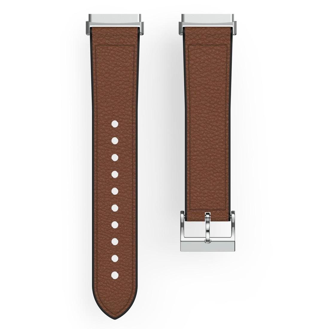 Hama Smartwatch-Armband Ersatzarmband für Fitbit Versa 3, Sense, Leder und Silikon, 20mm, 21cm, Made for Fitbit braun | Uhrenarmbänder