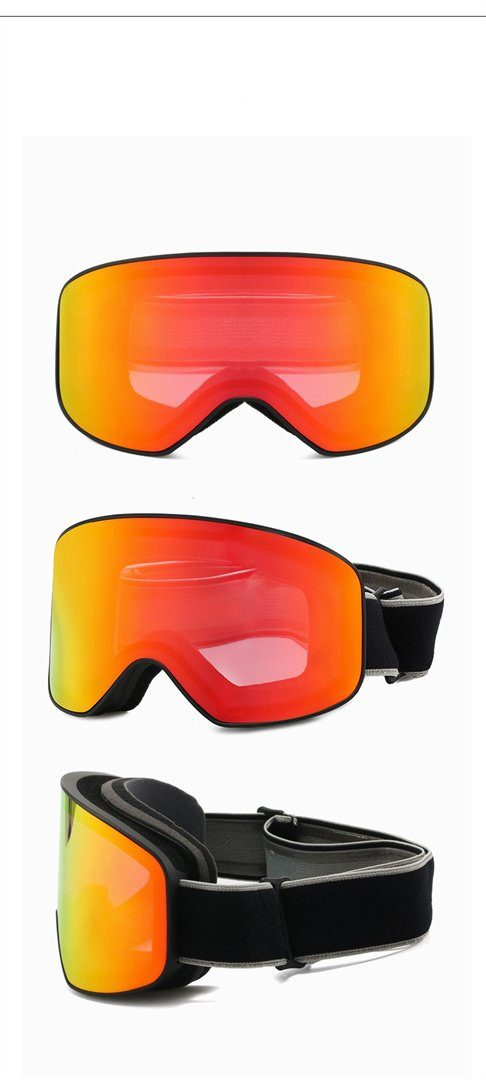 L.Ru UG Skibrille Winter Schwarz skibrille damen Doppelschichtige skibrille Kurzsichtigkeitsbrille, (Fahrradbrille;Motorradbrille;Schwimmbrille;Skibrille), herren Antibeschlag-Sport-Outdoor-Fahrradbrille