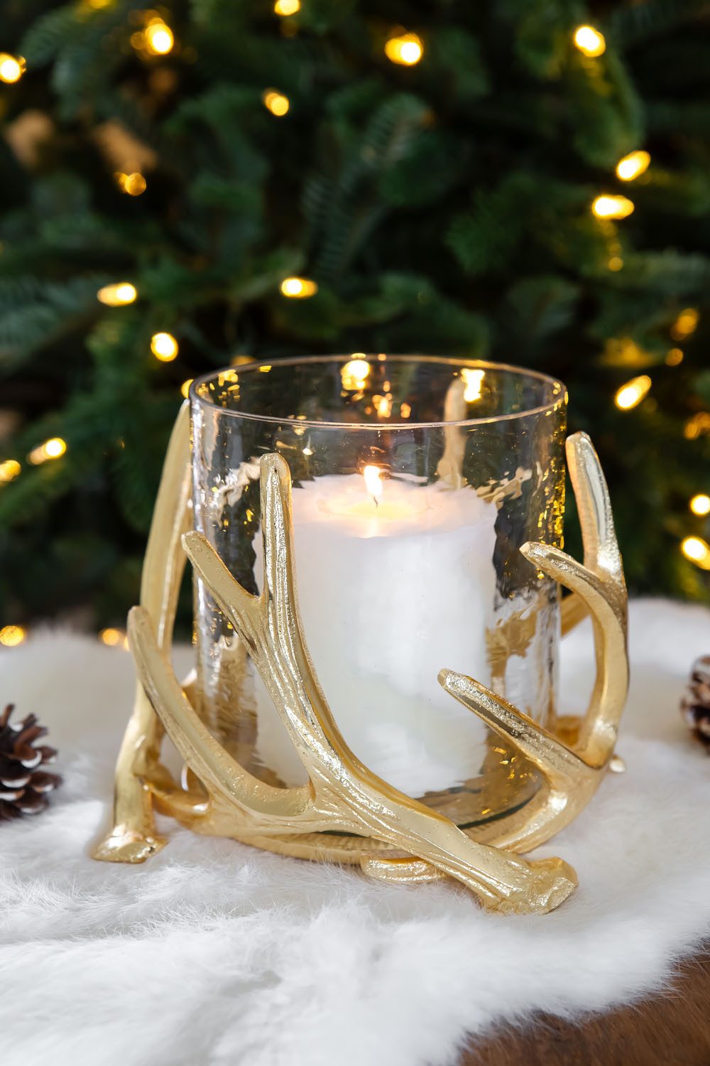 EDZARD Kerzenhalter Kingston, Gold-Optik, Geweih-Motiv, für Stumpenkerzen, günstig online kaufen