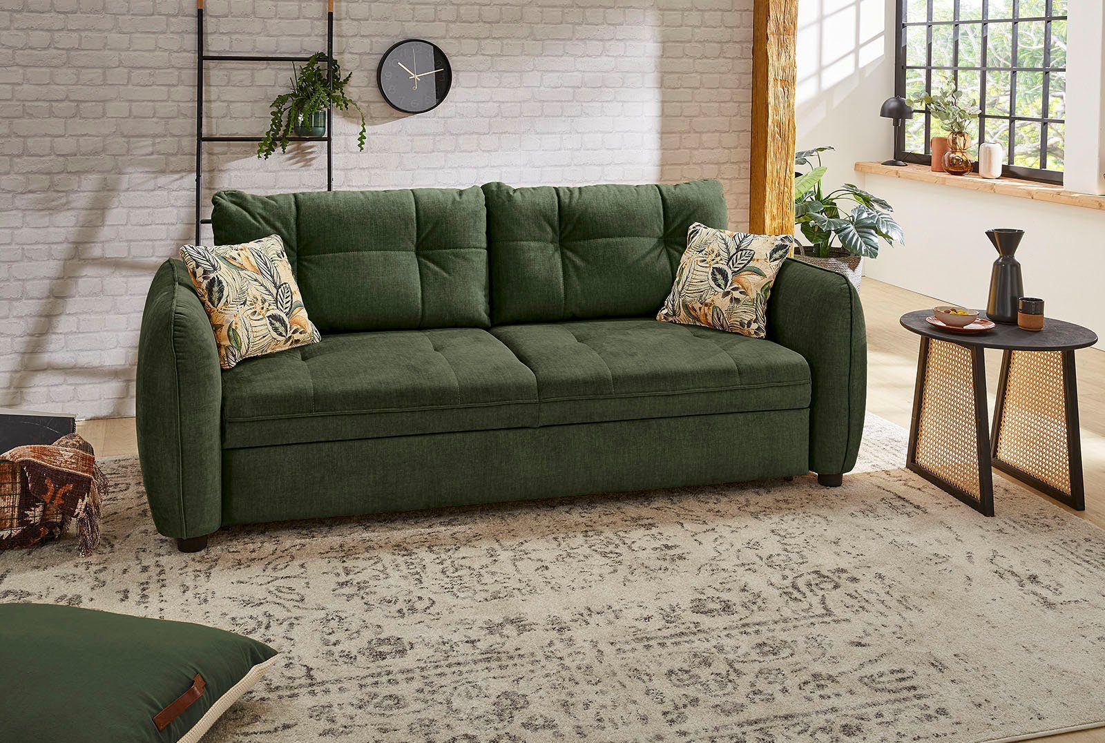 dunkelgrün Schlafsofa Gruppe cm 180x200 Bettfunktion, Sascha, Jockenhöfer Relax- | mit dunkelgrün Liegefläche Wellenfedern, und