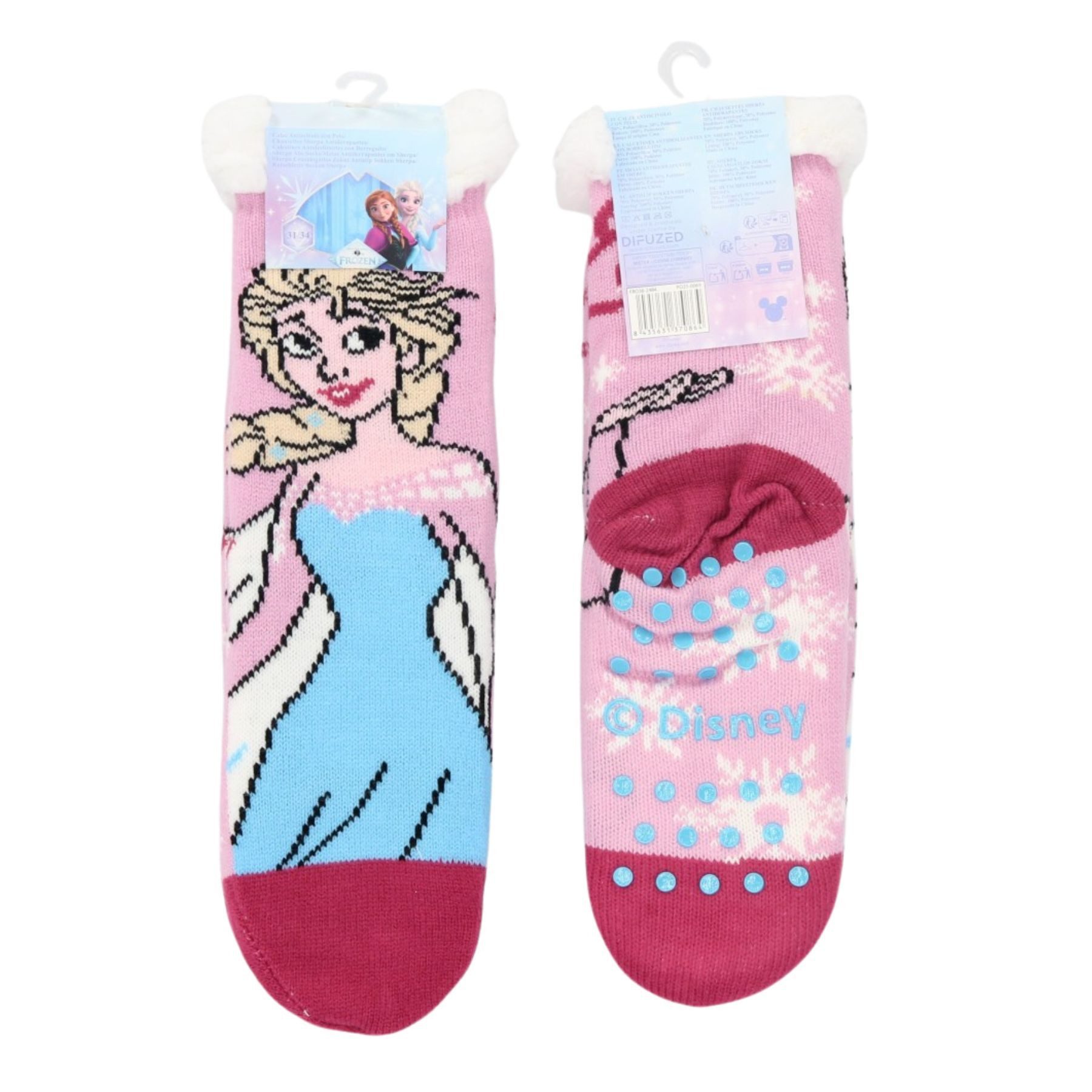 Disney Frozen Носки Die Eiskönigin Frozen Sherpa Kinder Носки mit Anti Rutsch rosa (Single Pack, 1 Paar) Flauschige Sherpa Носки mit ABS Anti Rutsch