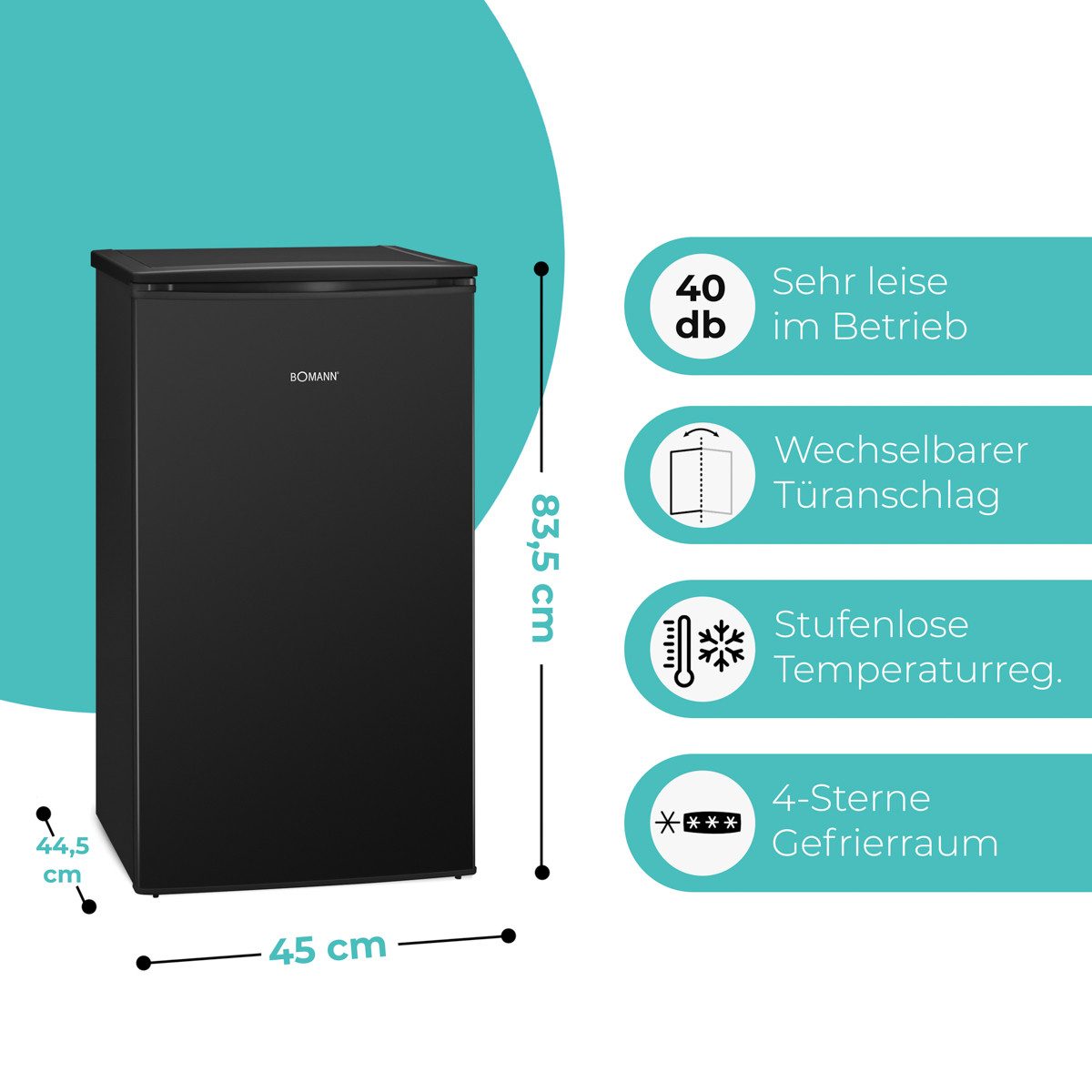BOMANN Gefrierschrank GS 7256, 83.5 cm hoch, 45 cm breit, Gefrierschrank klein, 4 Sterne-Gefrierfach
