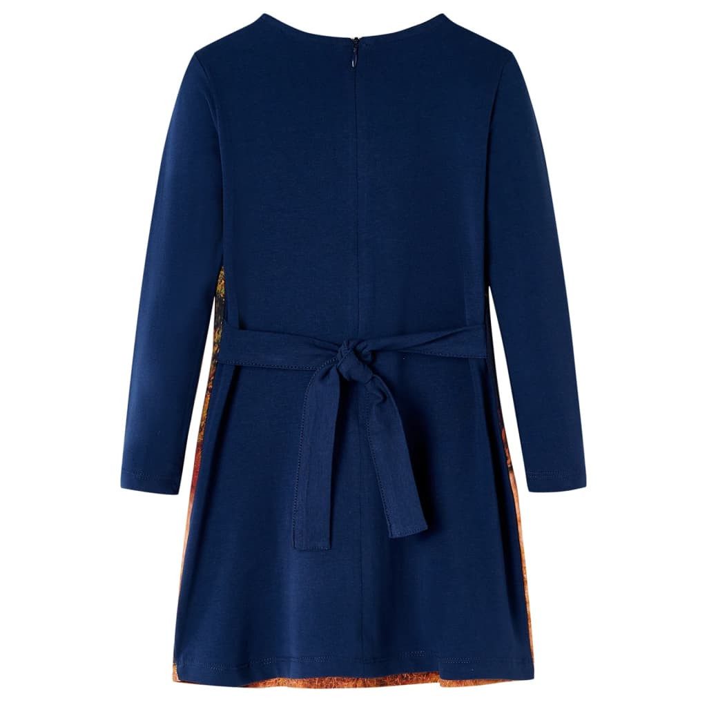 vidaXL Druckkleid Kinderkleid mit Langen Ärmeln Marineblau 116