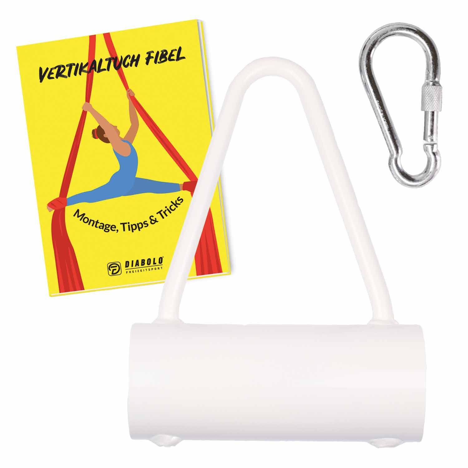 Diabolo Freizeitsport Nestschaukel Vertikaltuch Triangelhalterung (schwarz), (Luftartistik Rigging Halterung Made in Germany für Aerial Dance, 1-tlg., Aerial Silk Halterung Stahl Made in Germany für Luftakrobatik), Vertikaltuch Triangel Aufhängung (weiß) mit Karabiner