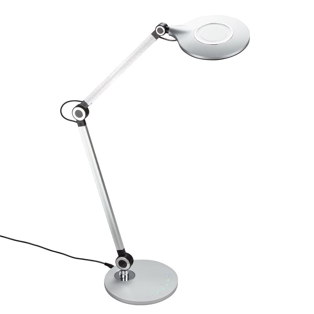 Briloner Leuchten Tischleuchte Tischleuchte dimmbar silber Home Office 7027-014, Dimmfunktion, LED fest integriert, 2700K - Extra-Warmweiß, Tischlampe, 20x74cm, Silber, 7W, Leselampe, Schreibtisch, Büro, Bett