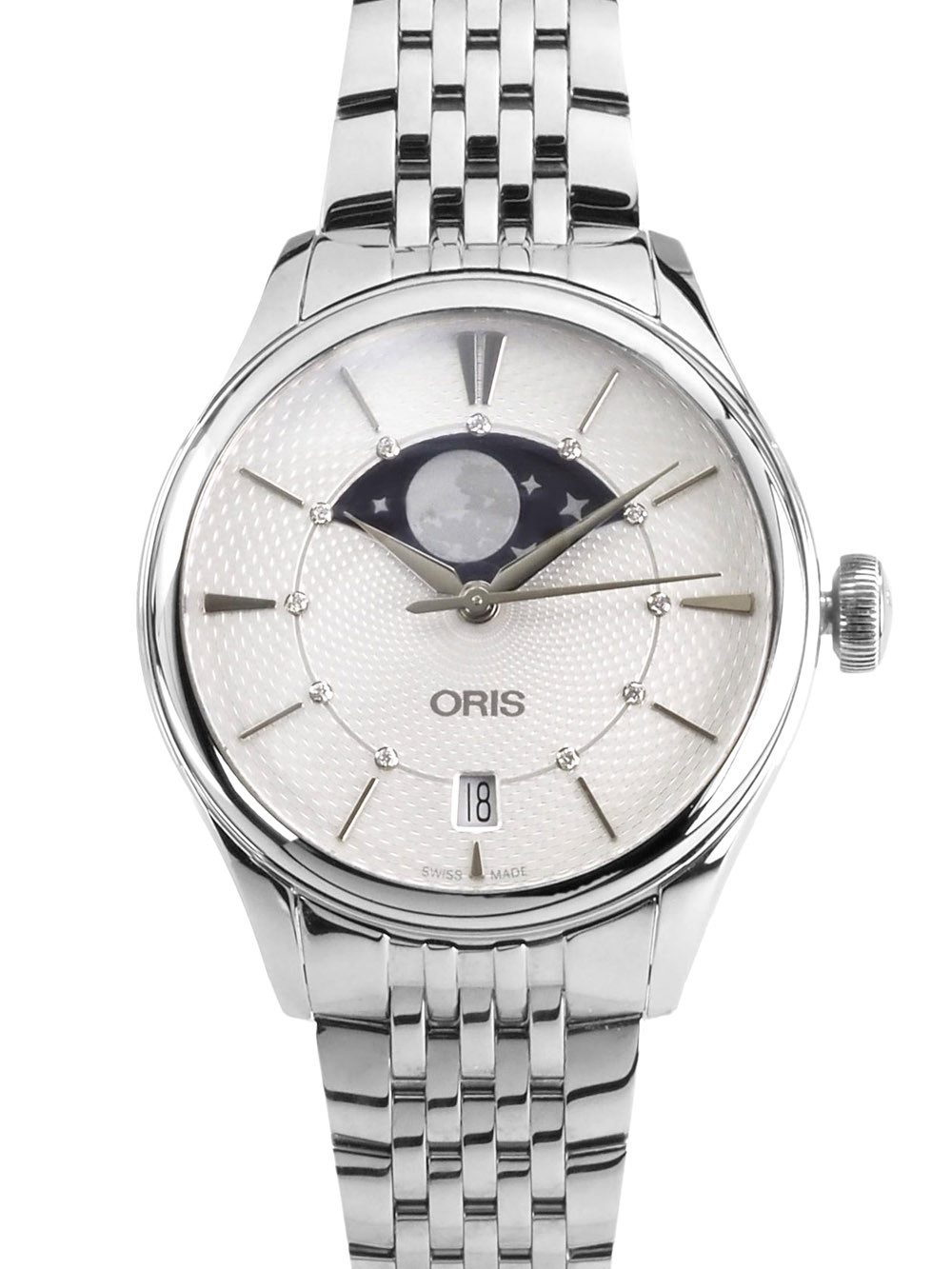 Oris Automatikuhr Swiss Made Unisex UHR ARTELIER GRANDE LUNE 01 763 7723 4051-07 5 18 66 ARTELIER GRANDE LUNE, Diamantbesatz mit Diamantzertifikat