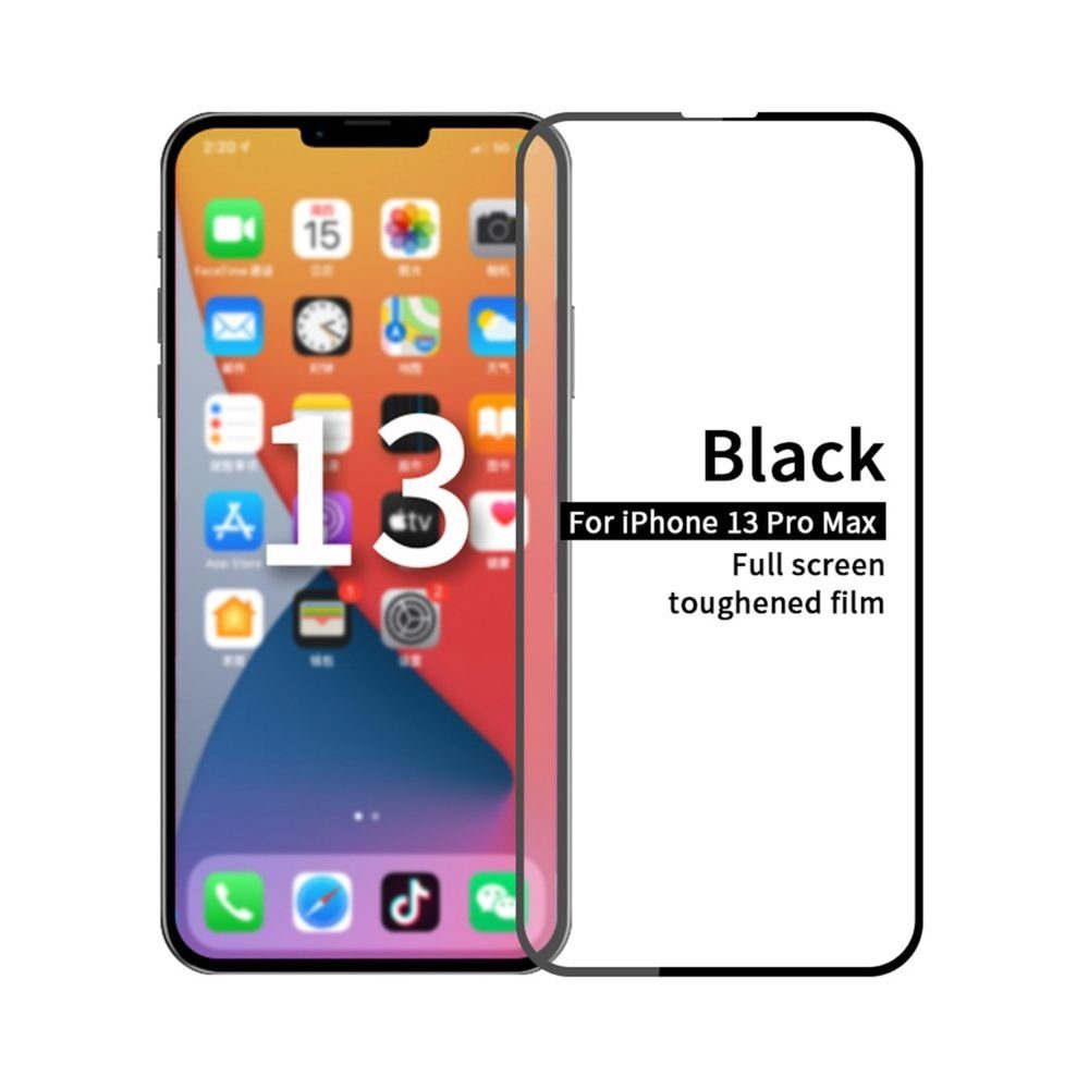 Wigento Handyhülle Für Apple iPhone 14 Plus / 13 Pro Max 3D Premium 0,3 mm  H9 Hart Glas Schwarz Folie Schutz Hülle Neu