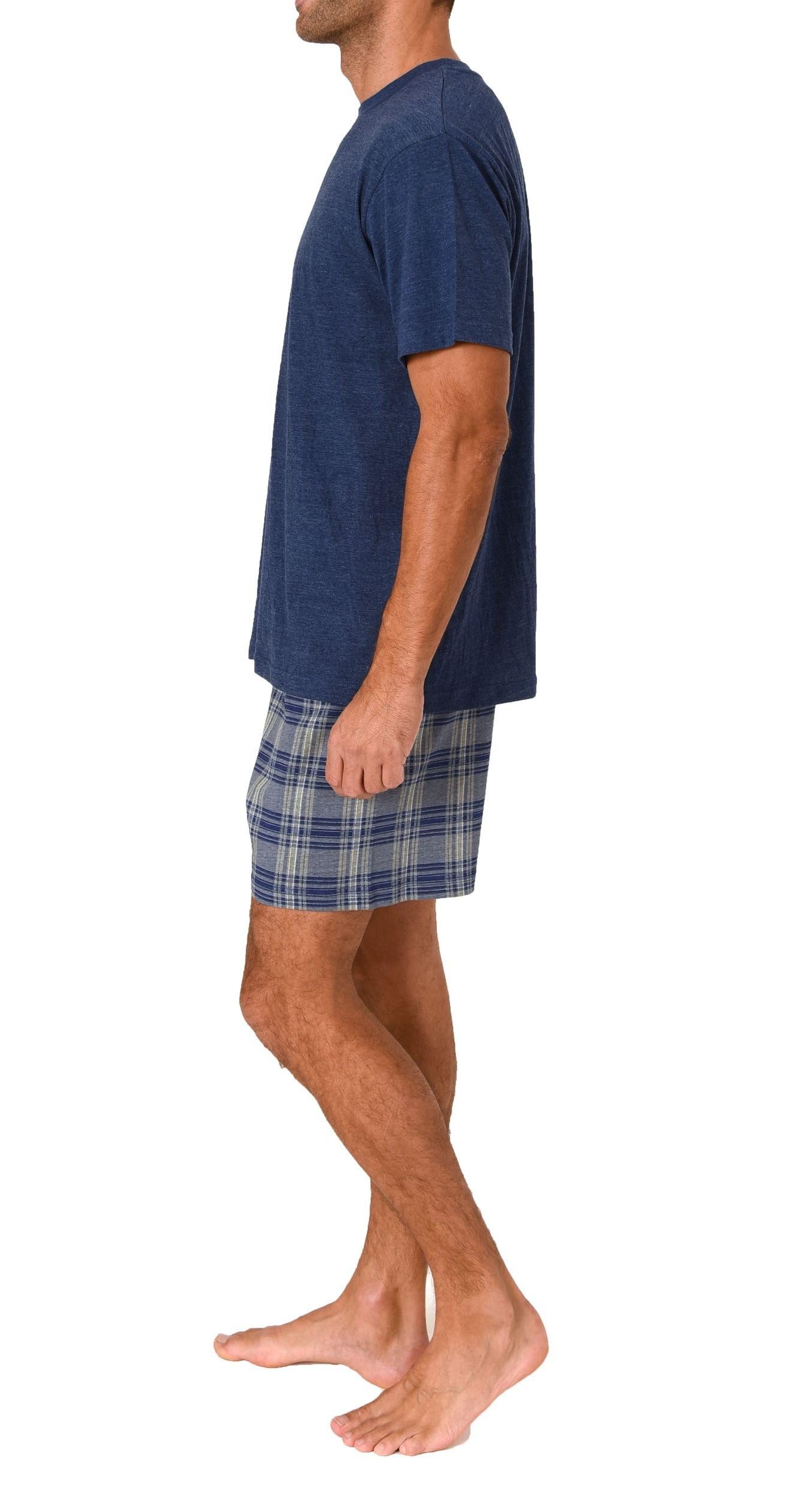 Normann Pyjama Normann Herren kurzarm Schlafanzug Shorty Pyjama Hose in Karo Optik – Bild 3 von 5