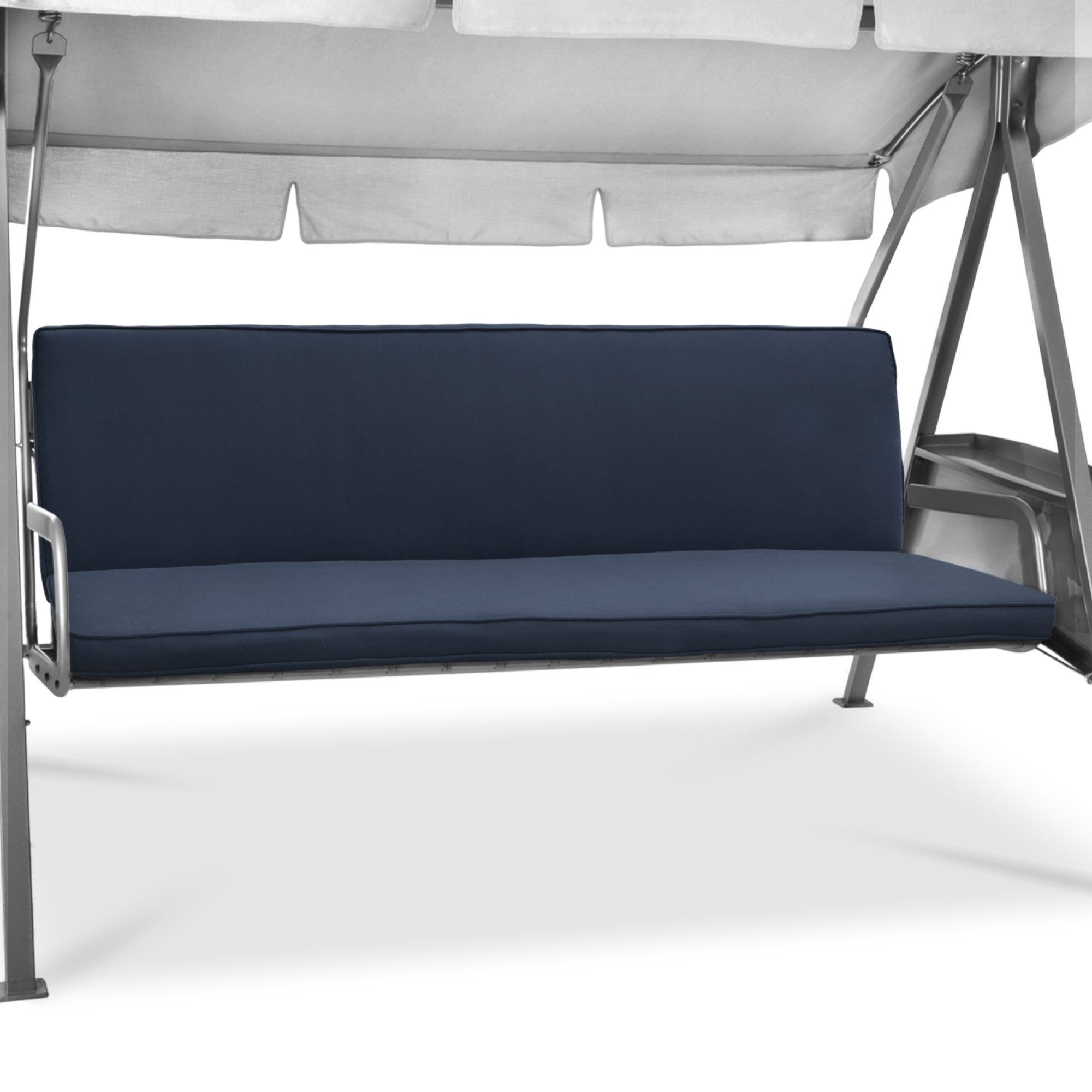 Beautissu Sitzauflage Hollywoodschaukel 3 Sitzer 2er Set Loft HS, 180x50cm, Dunkelblau, Waschbare Outdoor Auflage für Hollywoodschaukel mit Reißverschluss