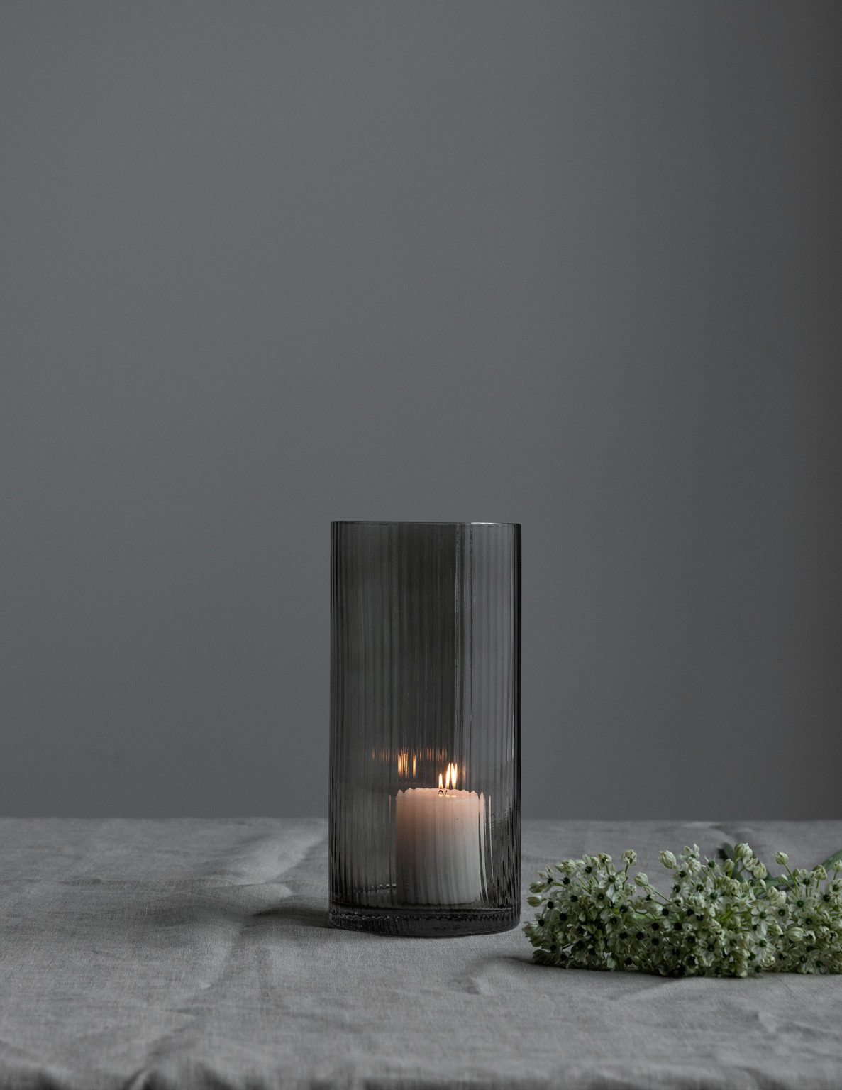 Storefactory Scandinavia Dekovase Vase Laterne RAMSJÖ S Glas grau, Ø12x25cm