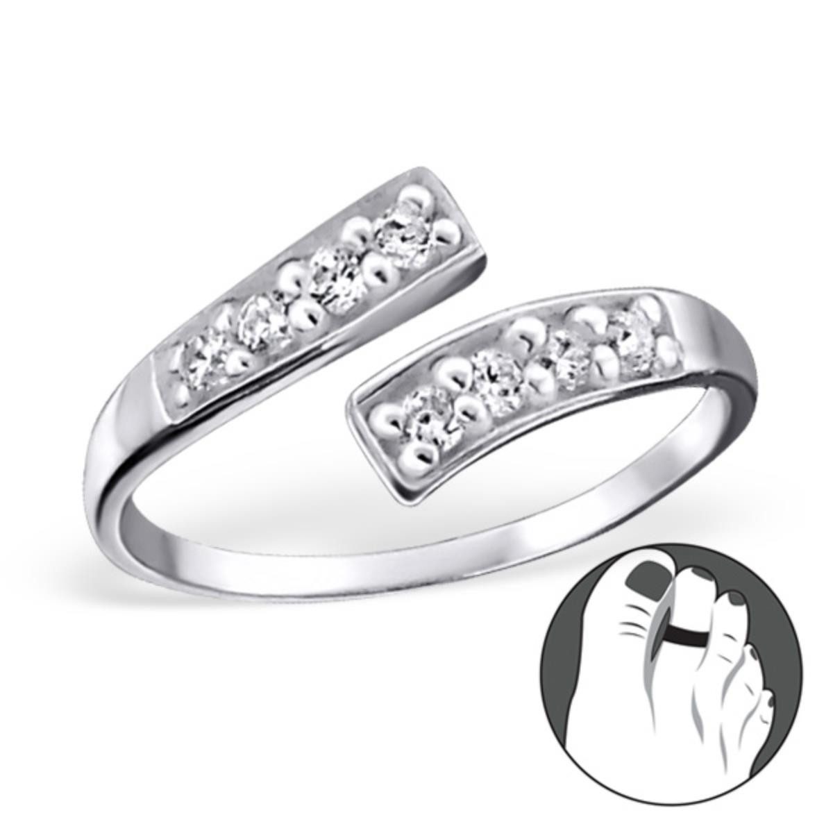 Order & Smile Schmuck Zehenring Zehenring Silber 925: Zehring mit Kristallen, gestempelt