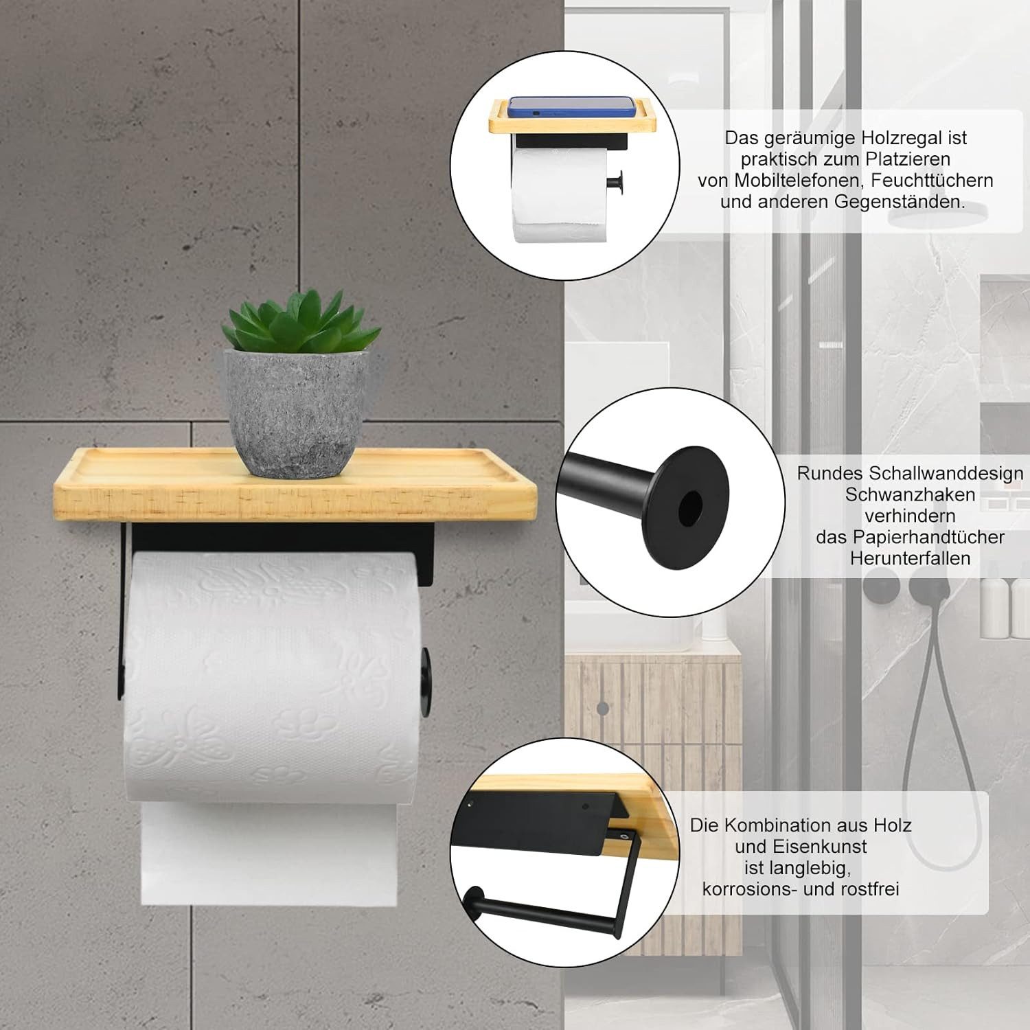 BlingBin Toilettenpapierhalter Klopapierhalter Klorollenhalter Ohne Bohren günstig online kaufen