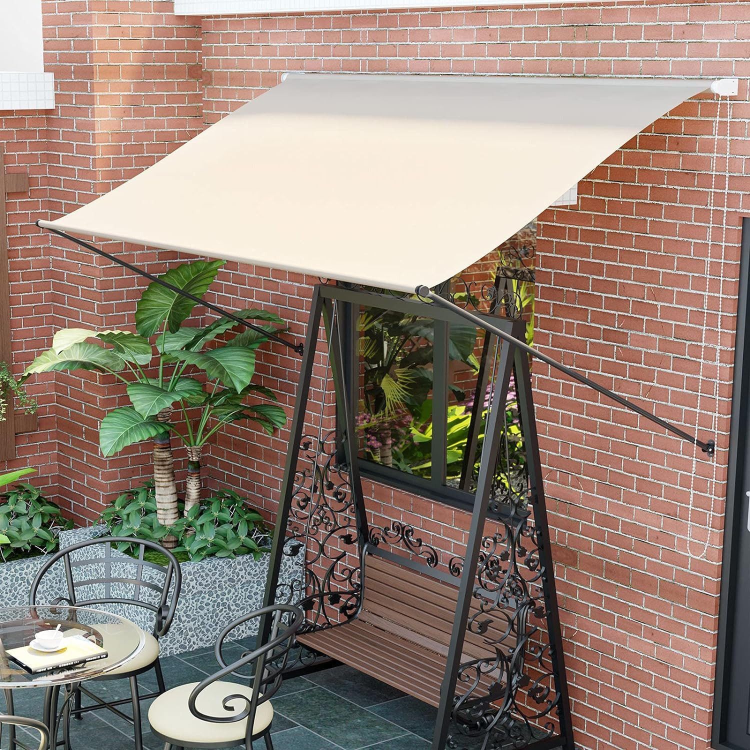 TLGREEN Klemmmarkise Breite/Ausfall:300/120 cm Markise Balkon, Wasserdicht und Sonnenschutz Geeignet für Innenhöfe und Gärten