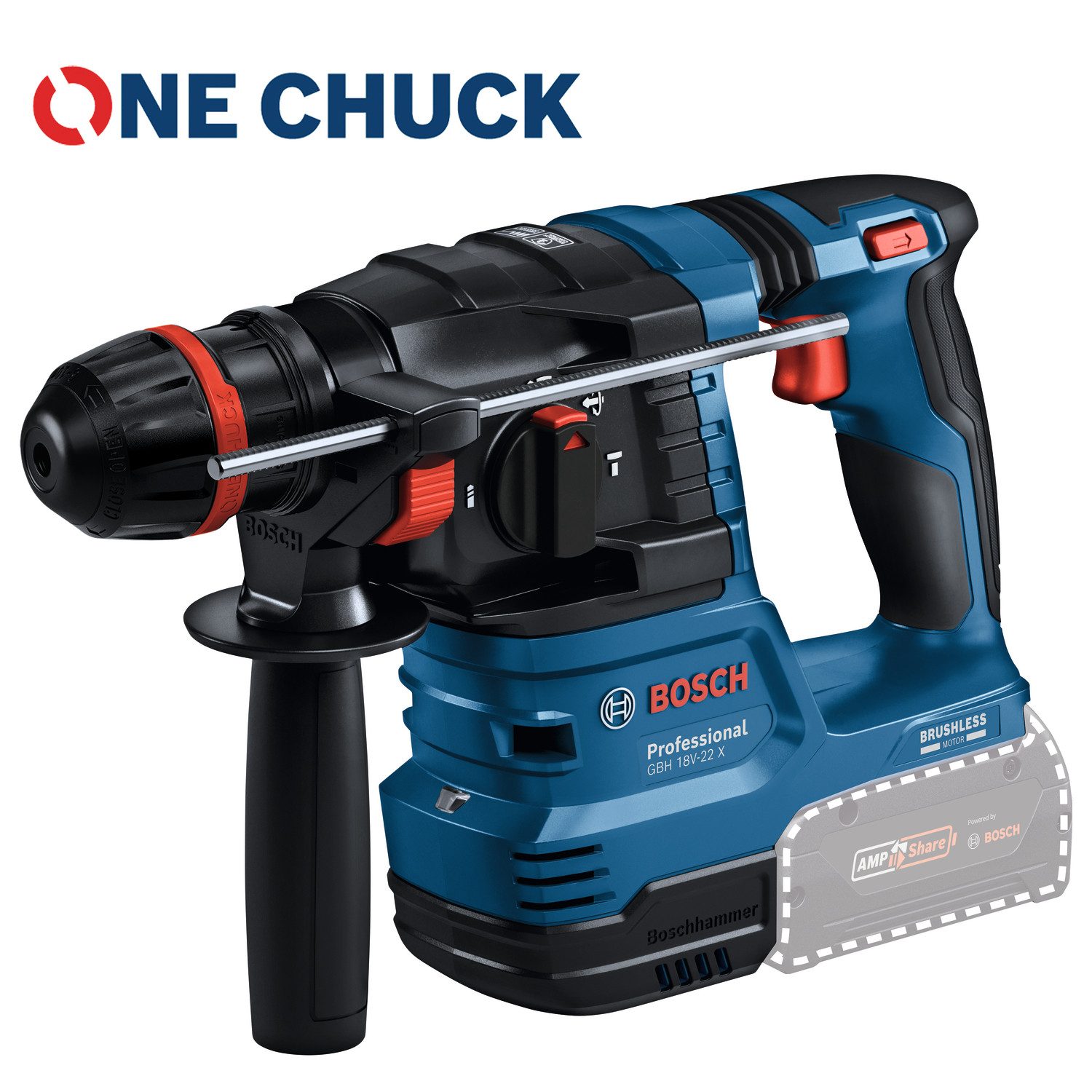 Bosch Professional Akku-Bohrhammer GBH 18V-22 X, max. 1050 U/min, mit ONECHUCK, ohne Akku und Ladegerät