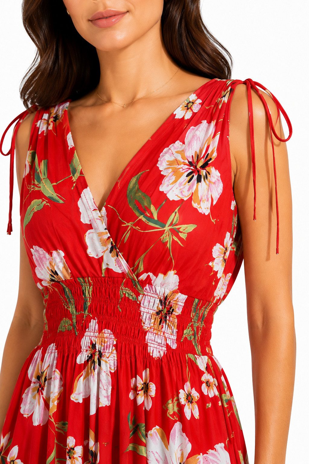 ITALY VIBES Sommerkleid - sommerliches Maxikleid mit Floralem Print und V-Ausschnitt für Damen – Bild 4 von 5