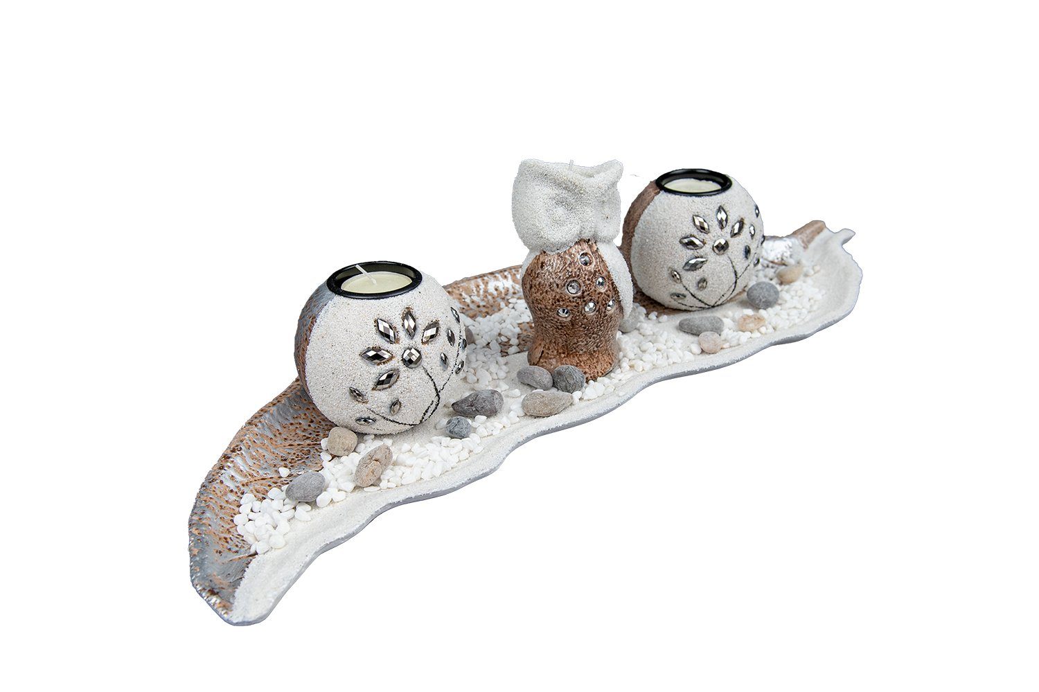 MEA Deko-Eule Teelichthalter mit Teelichthalter-Set h=15,5cm l=51cm LIVING