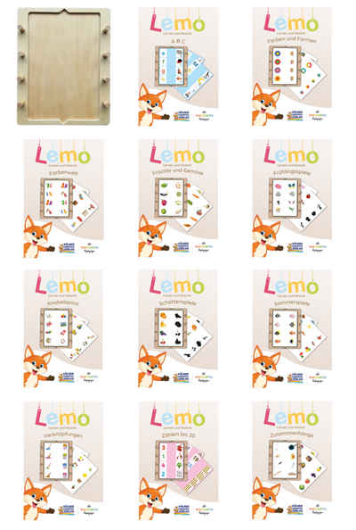 Lemo Lernspielzeug Das Große Lemo Set mit Holzrahmen und 11 Kartensätzen (Spar-Set)
