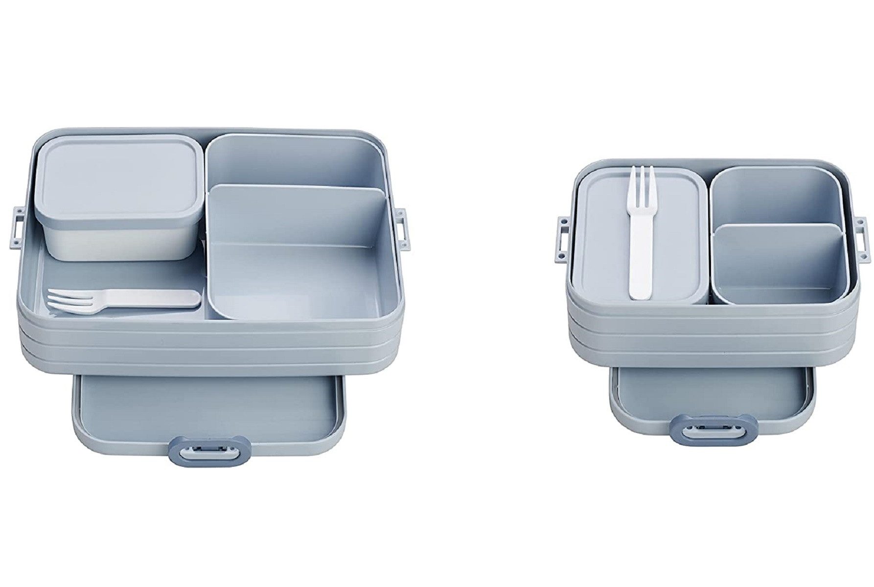 Mepal Lunchbox Bento-Lunchboxen Set Klein/Groß für bis zu 8 Butterbrote, TPE/PP/ABS, Kunststoff, Mit Fächern, Nordic Blue, ideal für unterwegs