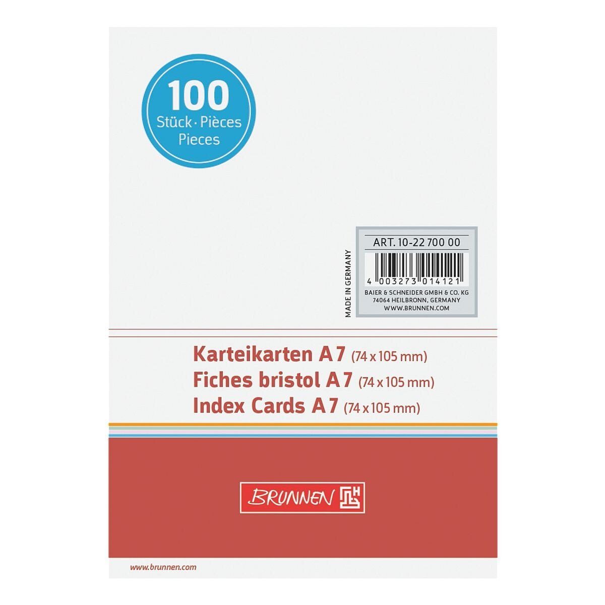 BRUNNEN Karteikarten, A7 quer, blanko