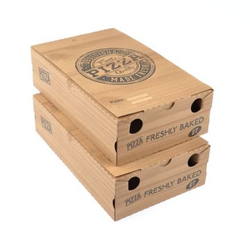 Einwegschale 100 Stück Pizzakartons, Modell "Calzone", klein (27×16×7 cm) kraft, Pizzabehältnisse mit Pizza-Motiv kraftbraun Boxen für Pizza