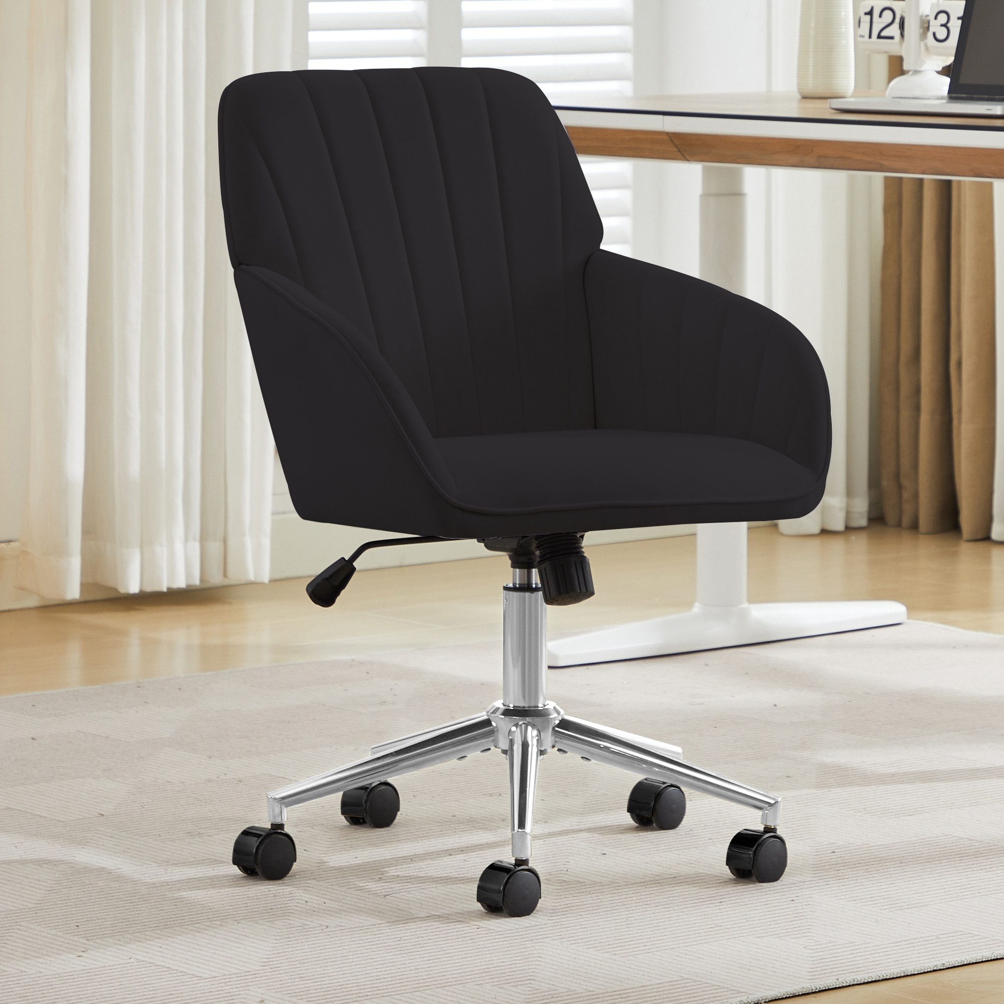 BlingBin Bürostuhl Höhenverstellbarer Schminkstuhl,Drehstuhl,U-förmiger Tiefsitz (1 Stück, 1 St), ergonomischer,mit Rückenlehne für Arbeitszimmer, Schlafzimmer