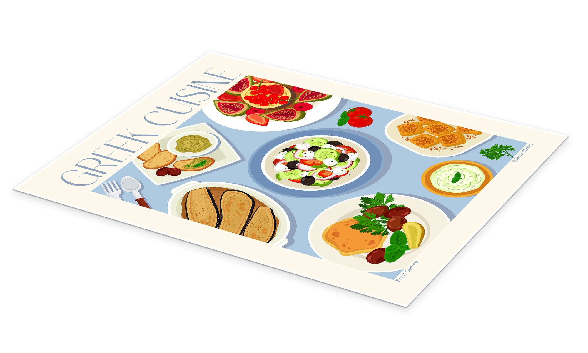 Posterlounge Wandbild Traditional Food - Greek Cuisine, Editors Choice, erhältlich als Poster, Leinwandbild, Wandsticker oder Acrylglasbild