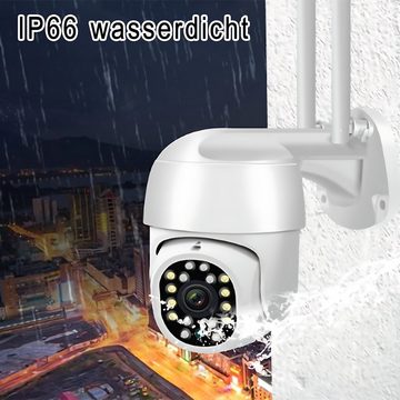 Kpaloft 5G-Dualband-WLAN Überwachungskamera (für Innen/Außen, FHD 1080P Kamera, 320°/90° verstellbar, Nachtsicht, Bewegungserkennung, APP, Zwei-Wege-Audio, Ton- und Lichtwarnung, für Wohnzimmer/Hof/Lager/Bauernhof/Garten)