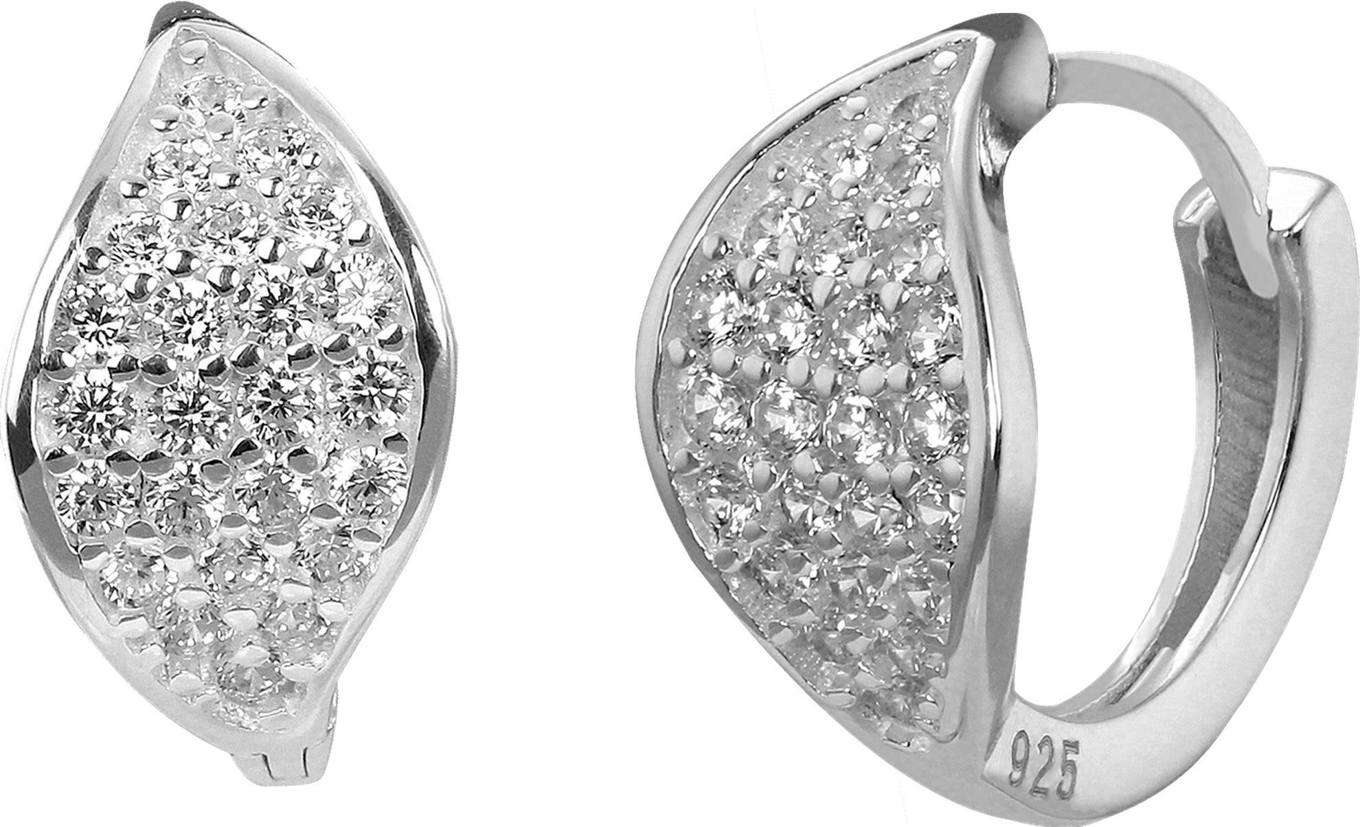 SilberDream Paar Creolen SilberDream Ohrringe 14mm Damen 925 Silber (Creolen), Damen Creolen Blatt aus 925 Sterling Silber, Farbe: silber, weiß