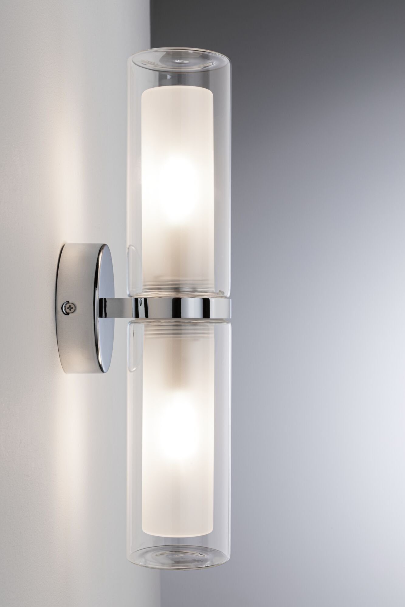 Luena max. Paulmann 230V Chrom ohne Bathroom 2x20W Selection Glas/Metall, Leuchtmittel Wandleuchte IP44