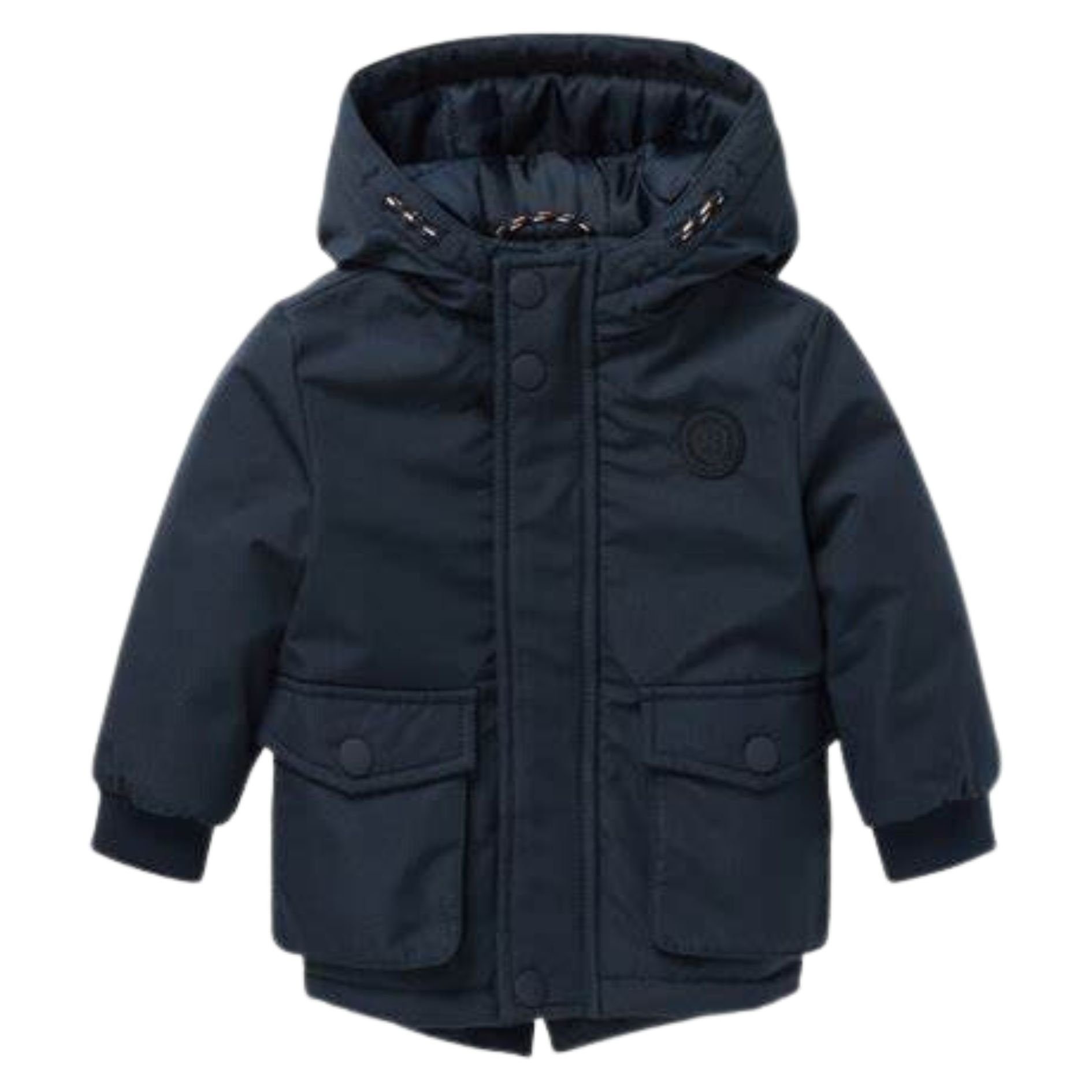 Noppies Winterjacke Baby Kind Winterjacke Ranchi, Dark Sapphire, dunkelblau wasserabweisend, winddicht, mit Kapuze, mit Etikett zum Beschriften