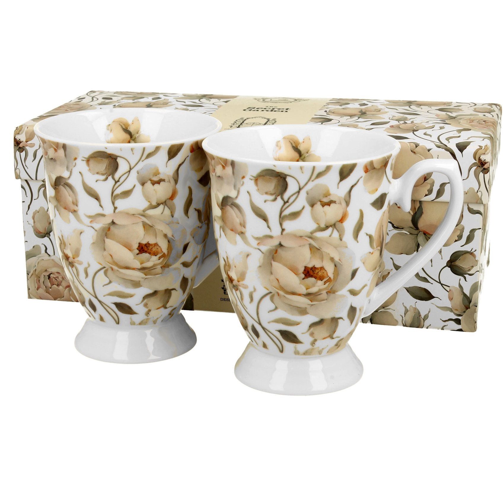 ABYstyle Tasse Vintage Duo Tassen Set englische Rose weiß, Fan Tasse