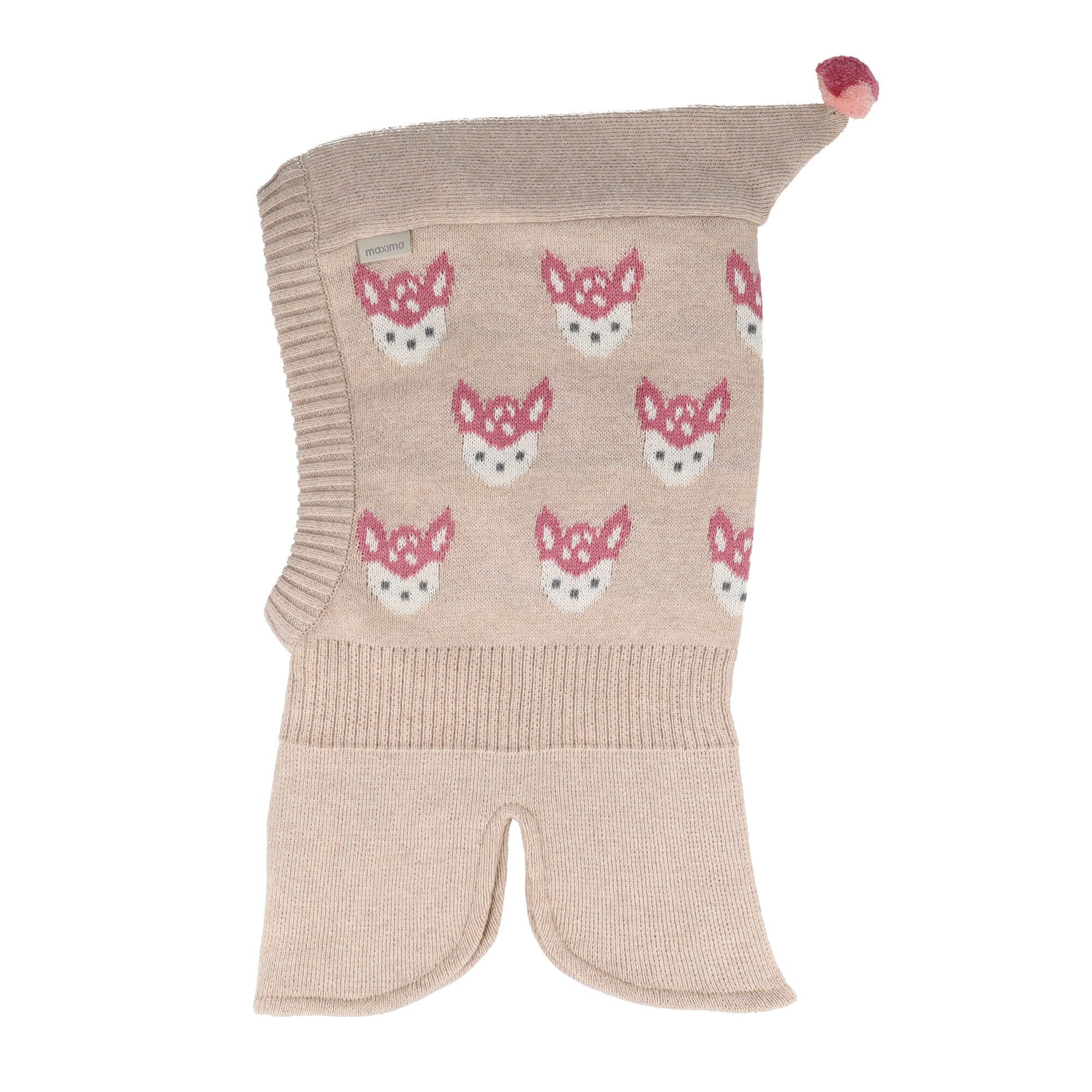 MAXIMO Schlupfmütze GOTS MINI GIRL-Schlupfmütze Reh, Futter, Zipfel Pompon (1-St)