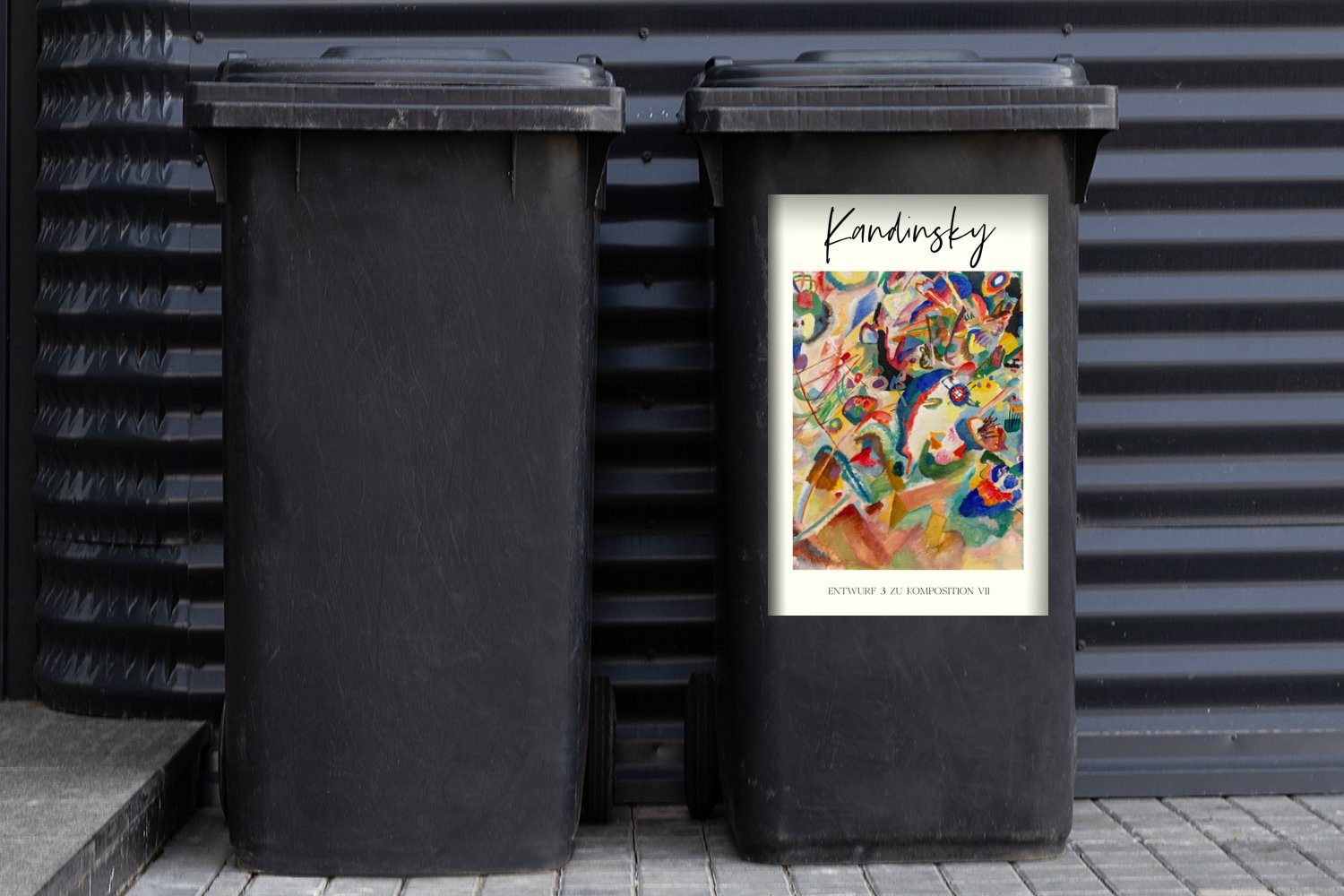 MuchoWow (1 Kandinsky - St), Alte - Malerei Abfalbehälter Mülleimer-aufkleber, Container, Wassily Sticker, Meister Mülltonne, Wandsticker