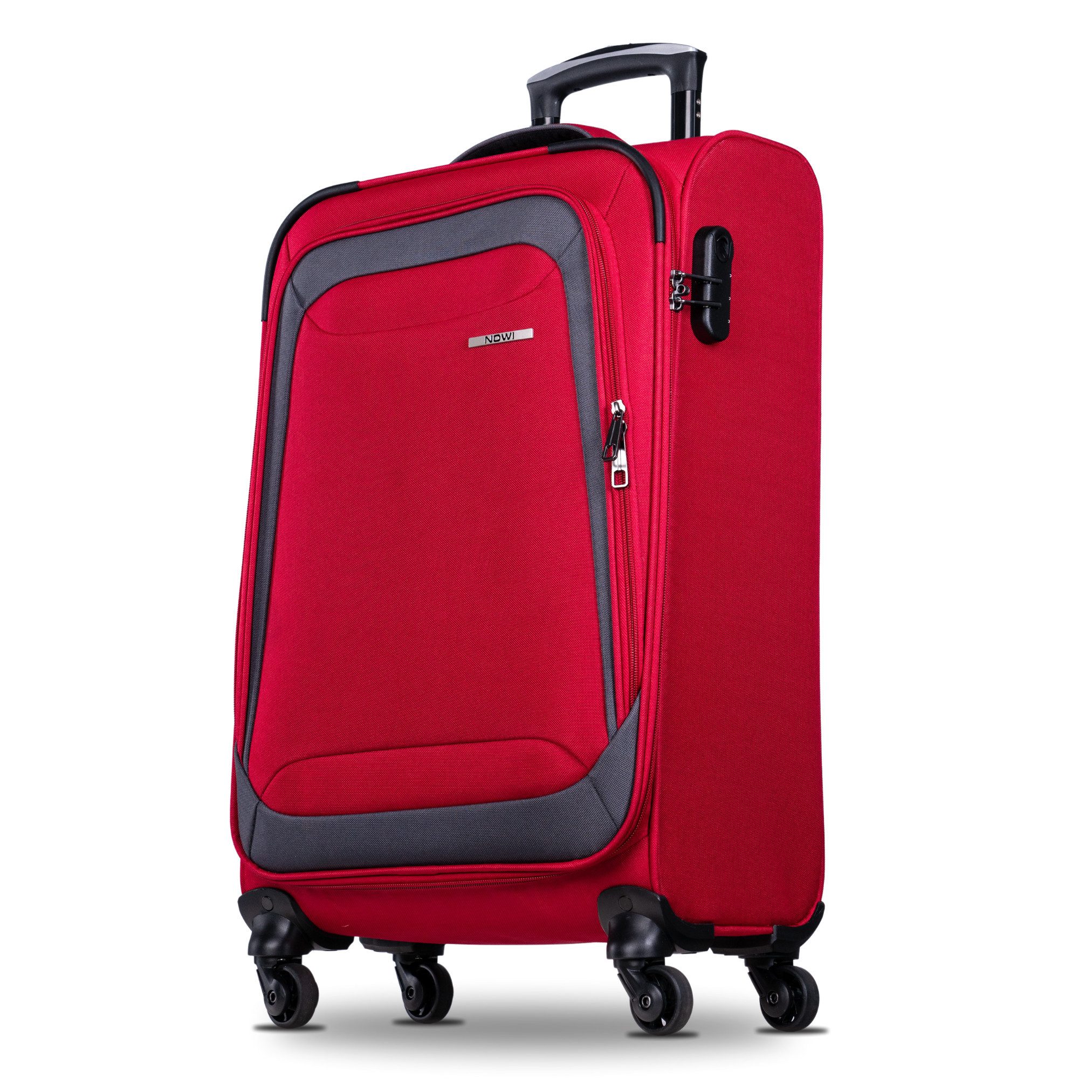 NOWI Trolley Koffer Weichschalenkoffer mit Rollen & Zahlenschloss - M-L-XL SET