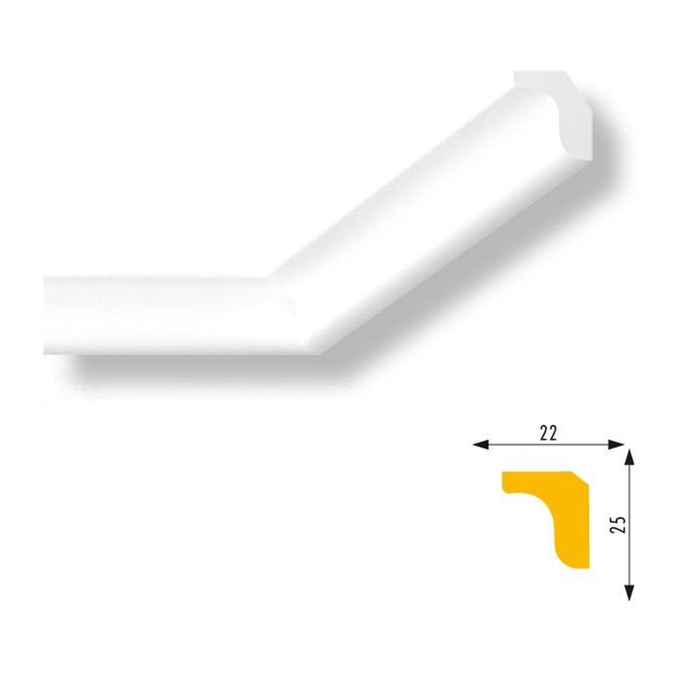 PROVISTON Stuckleiste Polystyrol, 22 x 25 x 2000 mm, Weiß, Deckenleiste, Kl günstig online kaufen