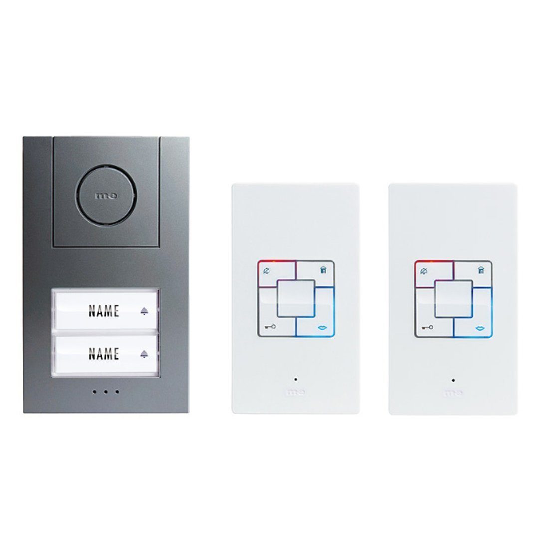 m-e Video-Türsprechanlage Audio-Türsprechanlagen-Set für 2-Familienhaus AD-4020 Alu Anthrazit