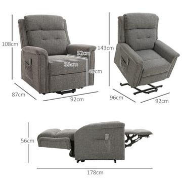HOMCOM Relaxsessel Elektrischer Aufstehsessel mit 2 Motoren Fernsehsessel (Seniorensessel mit Fernsteuerung, 2-St., Sessel mit Aufstehhilfe), Liegefläche 178cm