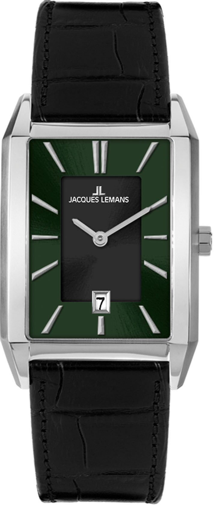 Jacques Lemans Quarzuhr Torino 1-2159.1D, Armbanduhr, Herrenuhr, Lederarmband, analog, Datum