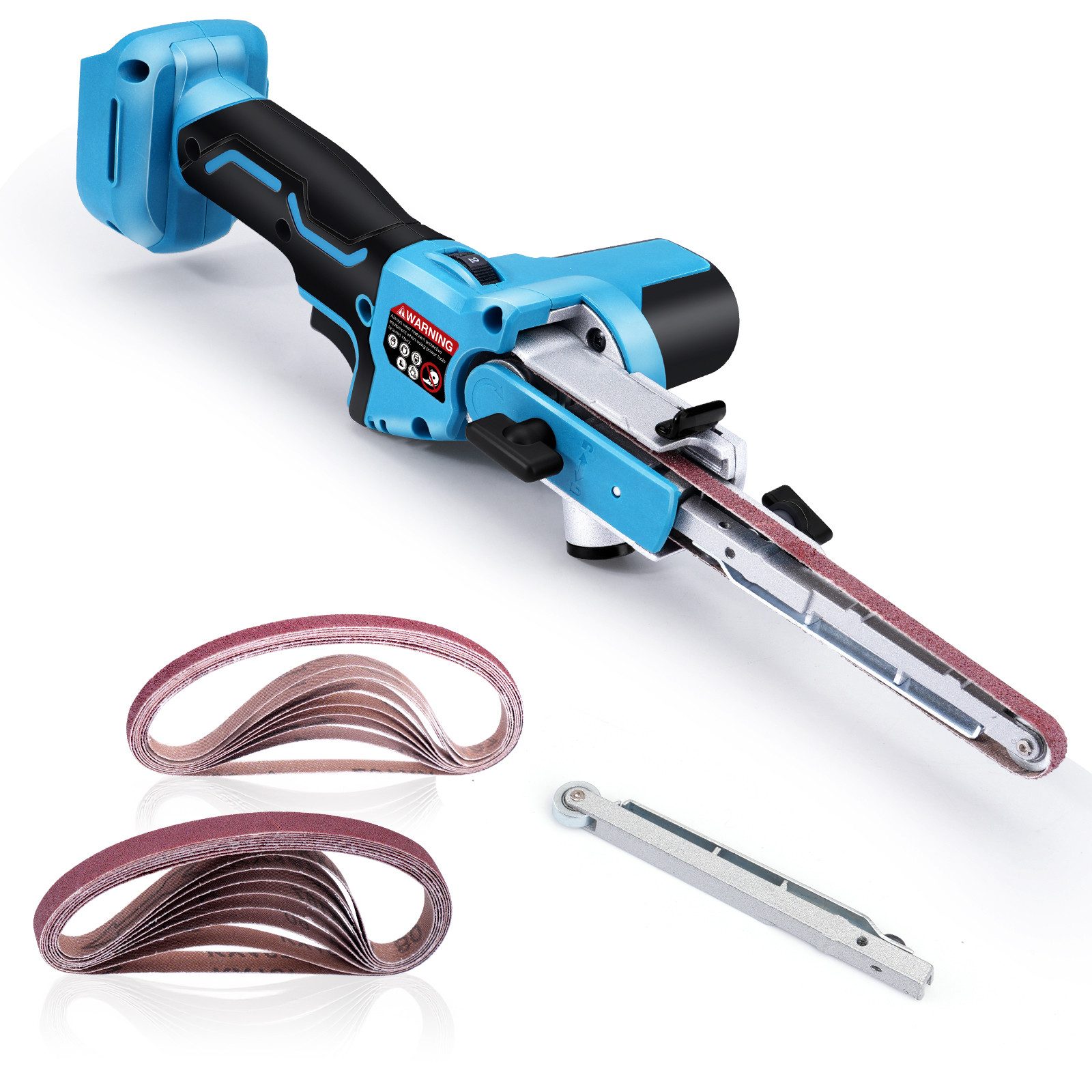 XERSEK Akku-Bandschleifer Akku Bandschleifer Bürstenloser Bandfeile mit Schleifarme 9mm &13 mm, 630 m/min, 100° Einstellbare, 6 Gang, Kompatibel mit Makita