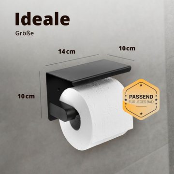 Komey Toilettenpapierhalter (1-St), Toilettenpapierhalter Premium Klopapierhalter ohne Bohren mit Ablage