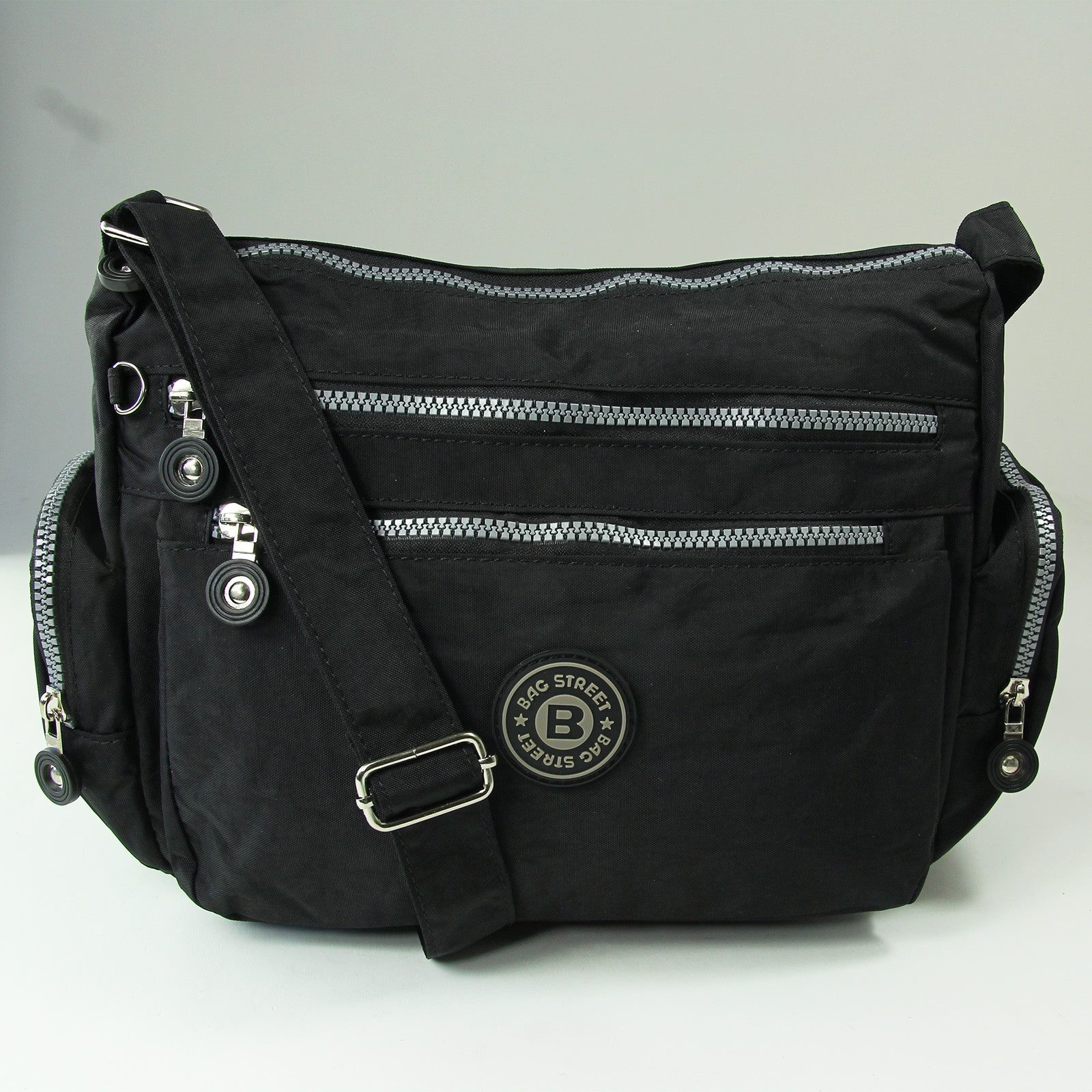 BAG STREET Schultertasche Bag Street Nylon schwarz Sportliche Damen (Schultertasche), Damen, Jugend Schultertasche Nylon, schwarz ca. 30cm x ca. 22cm