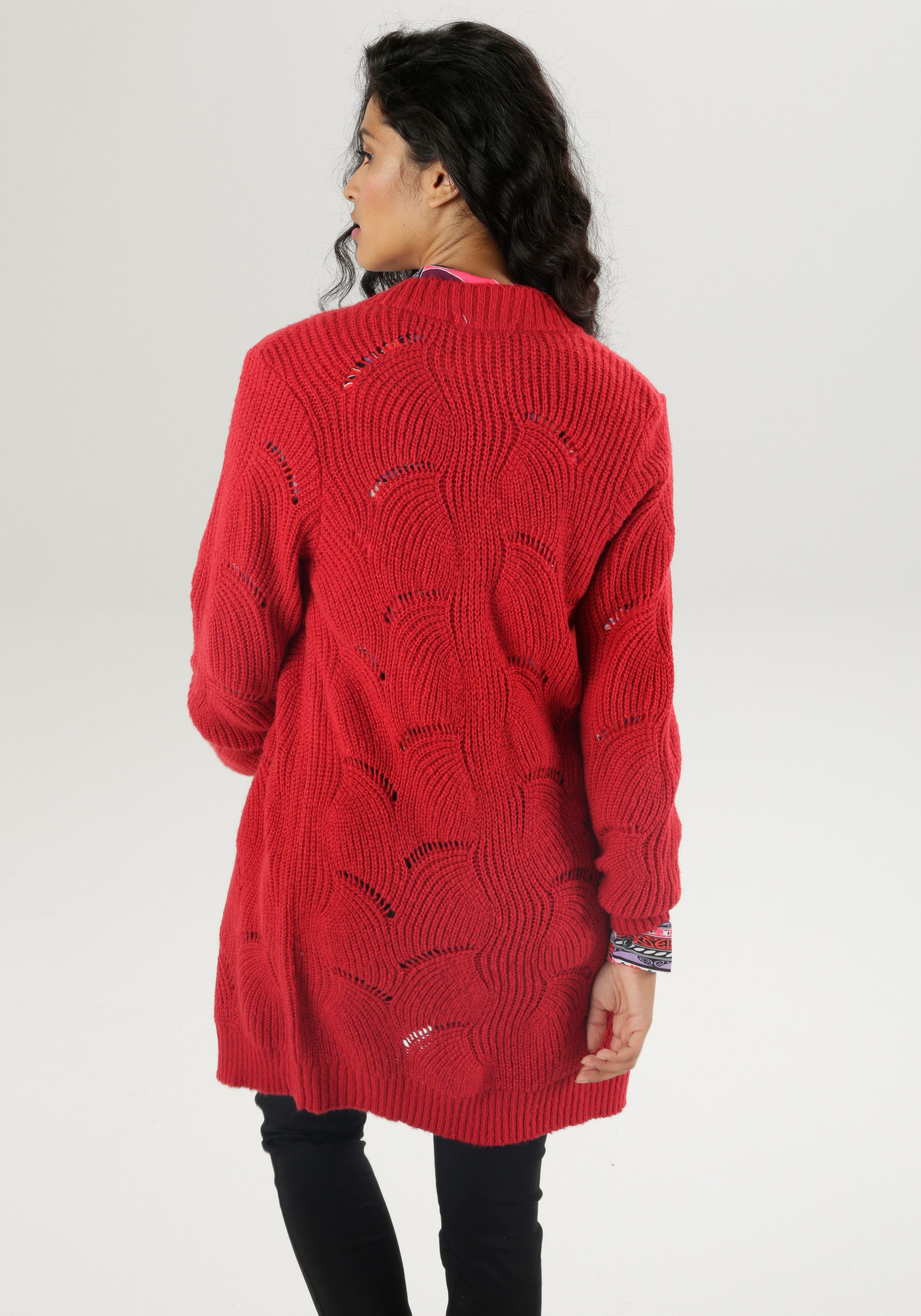 Aniston SELECTED Longstrickjacke mit Lochstrick-Muster günstig online kaufen