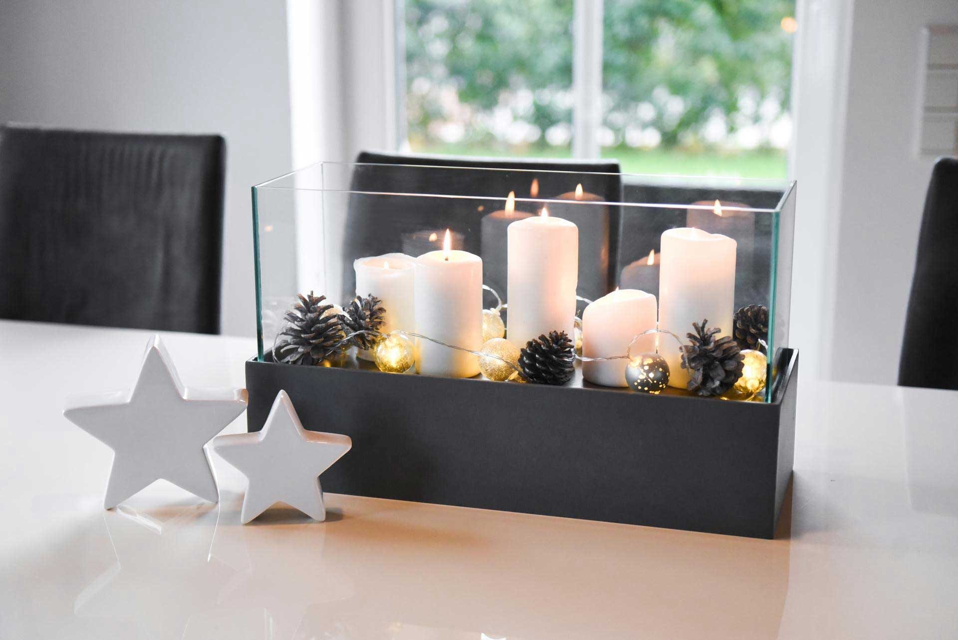 VIVANNO Windlicht Fiberglas CANDELITO Rechteckig - Anthrazit Matt (1 St), 50x20x29 cm – Bild 4 von 5