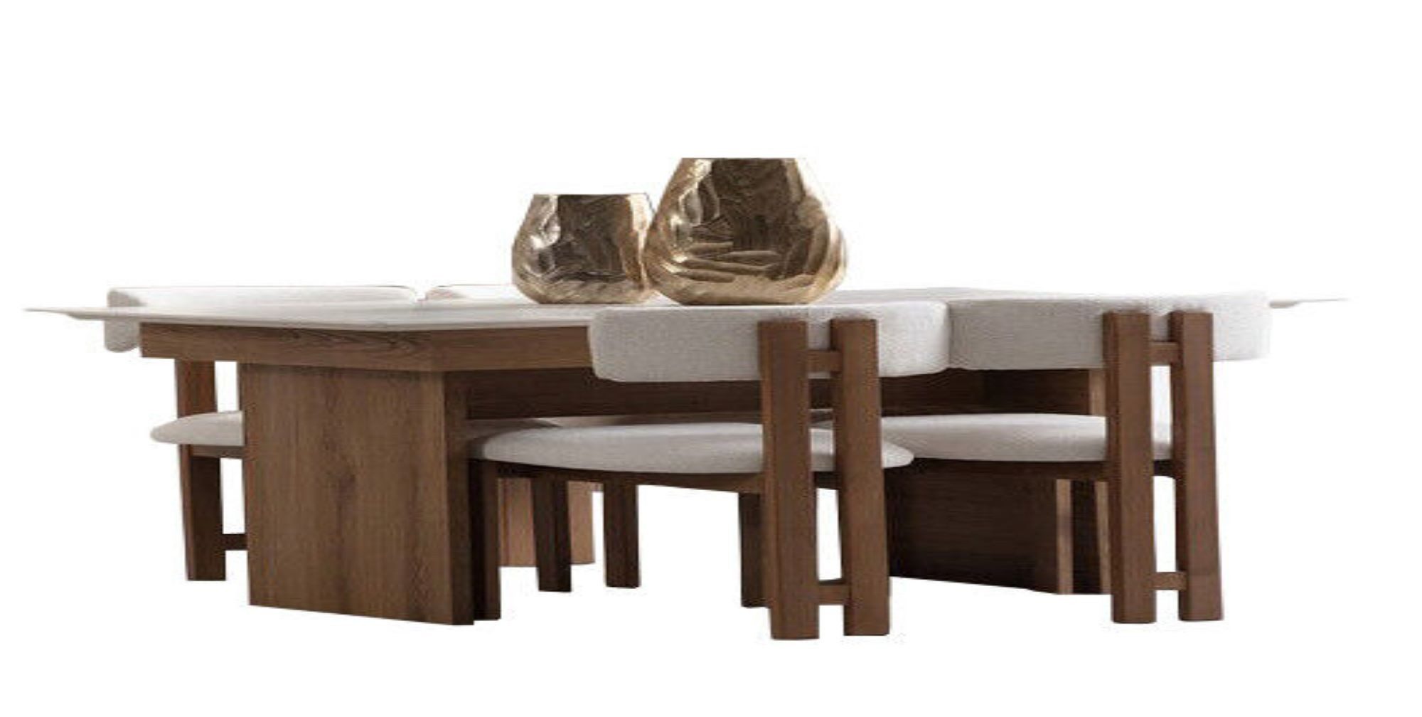 JVmoebel Esszimmer-Set Braun-weiße Esszimmer Garnitur Luxuriöser Esstisch Designer 4x Stühle, (Esstisch / 4x Stühle), Made in Europa